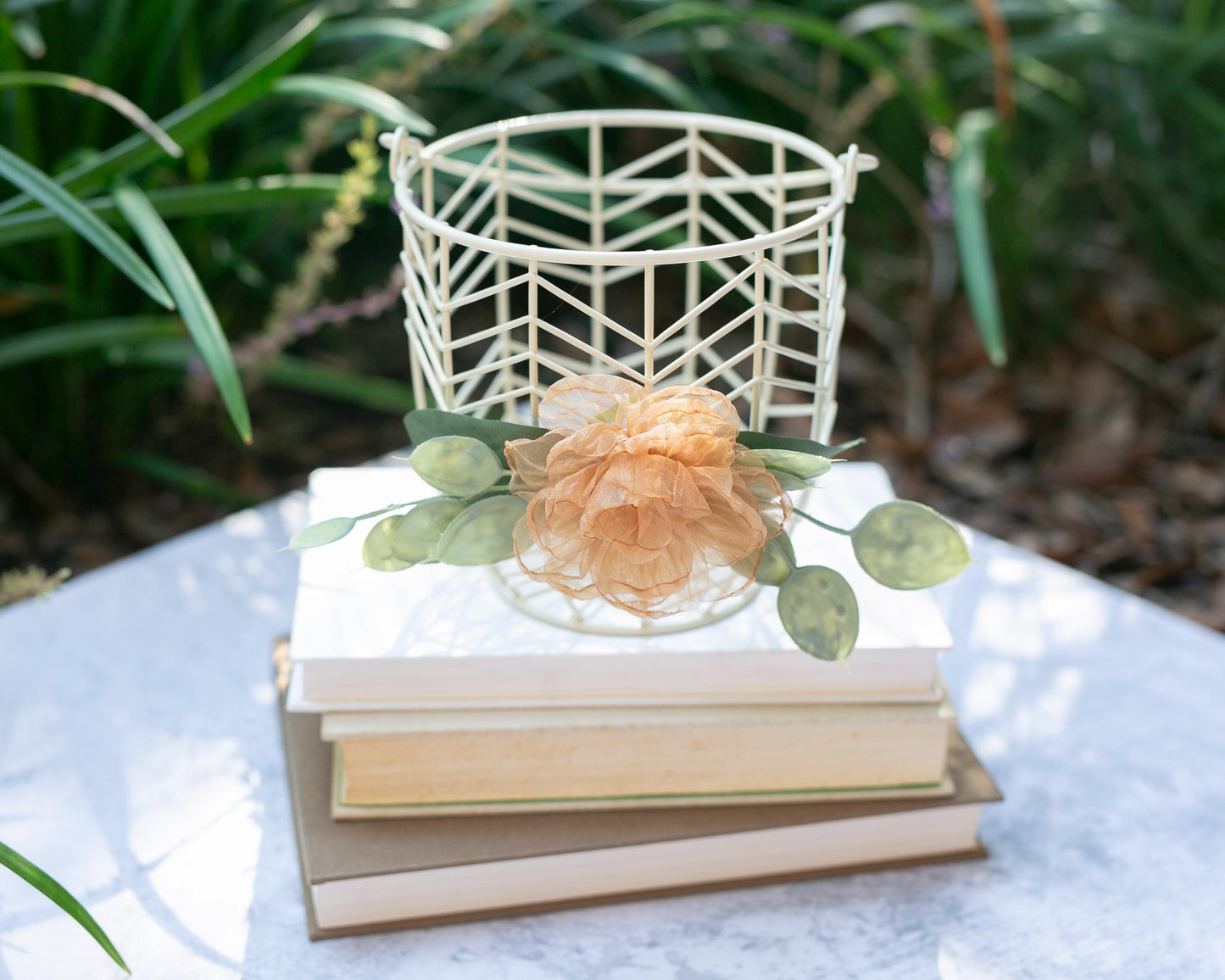 Ivory Flower Girl Basket: Modern Wedding Decor Basket
