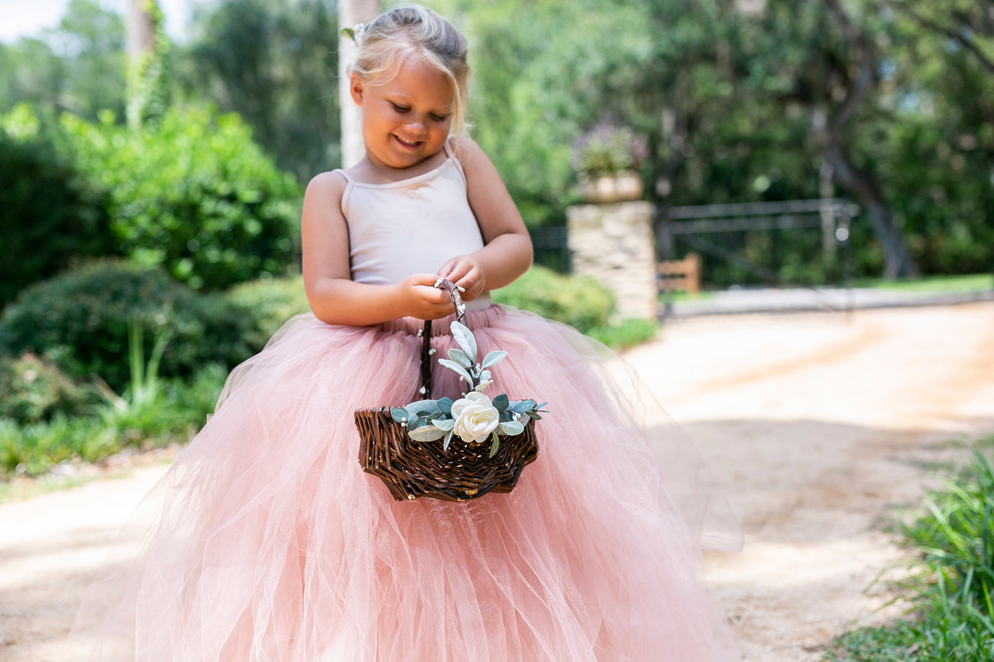 Grace Flower Girl Basket and Crown Set Decor
