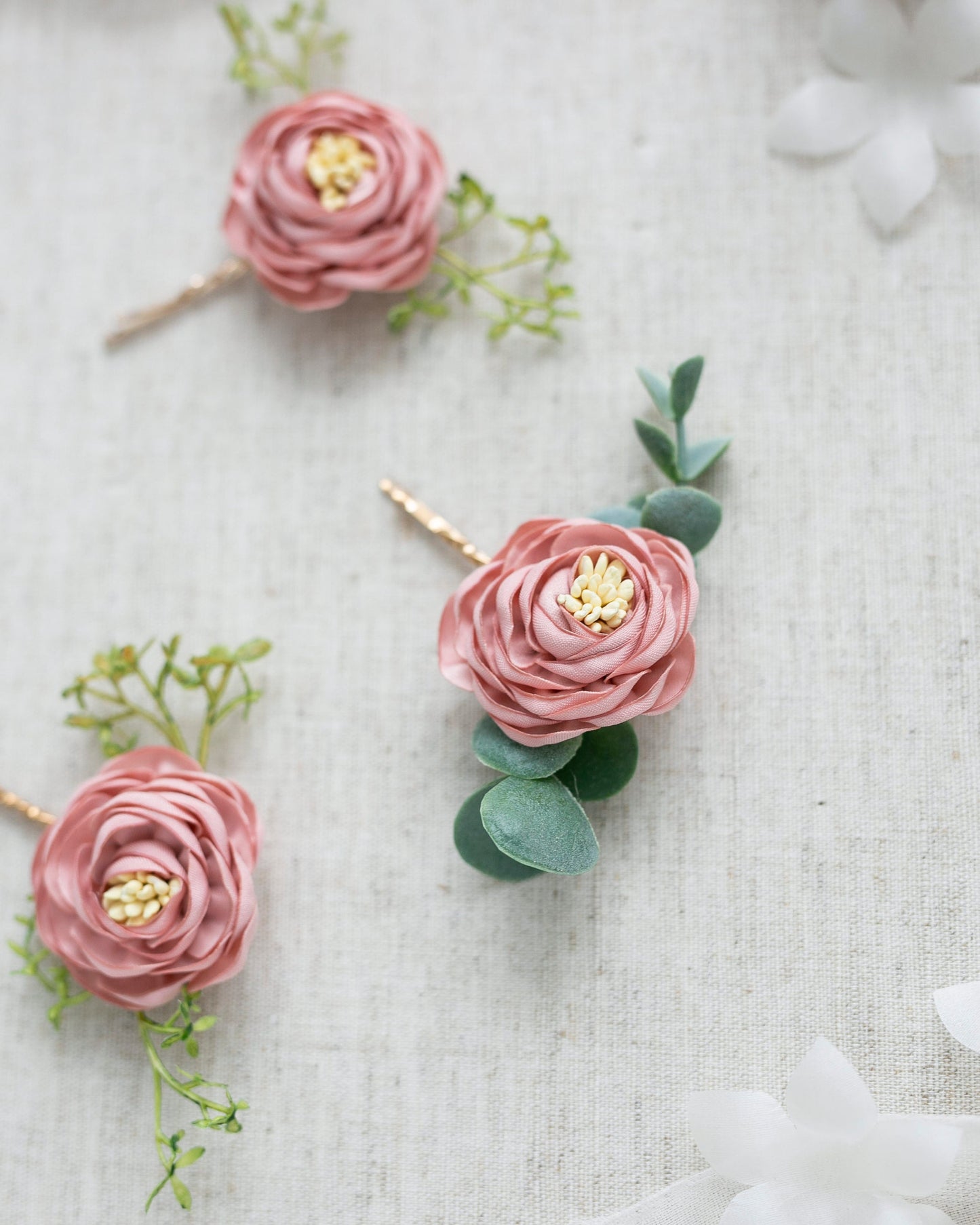 Blush Pink Flower Hair Pins: Bridal Hair Accessory