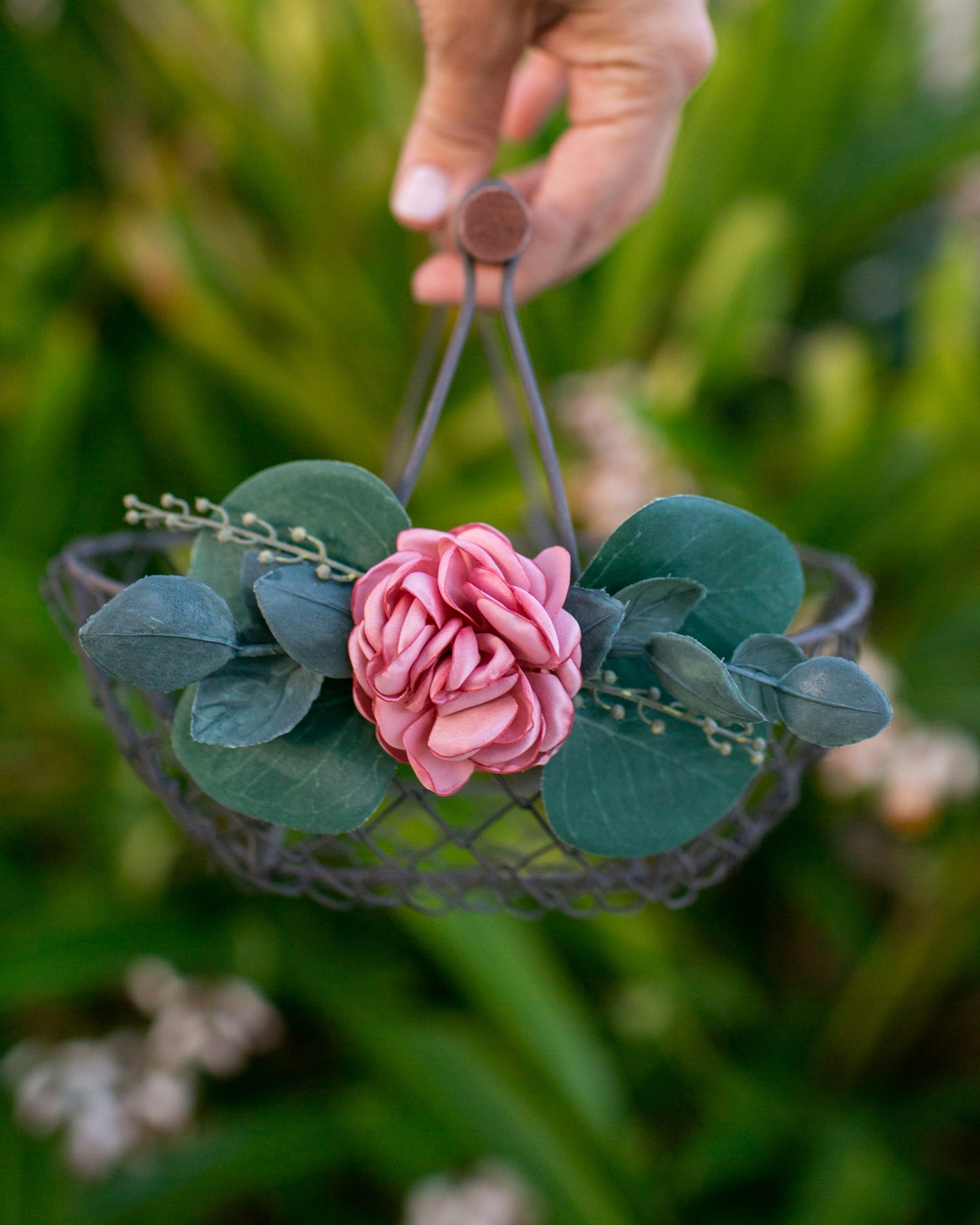 Savannah Rustic Bronze Flower Girl Basket: Barn Wedding Decor