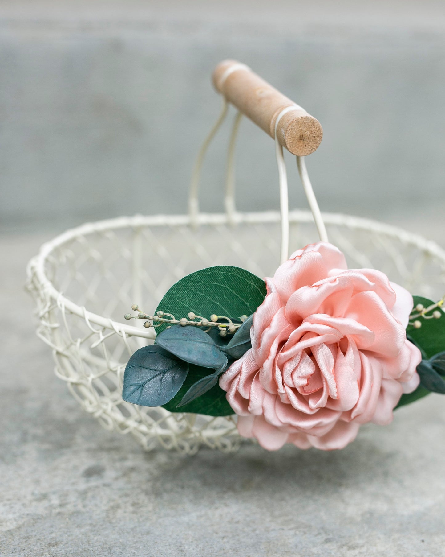 Ivory Flower Girl Basket: Blush Pink Wedding Decor