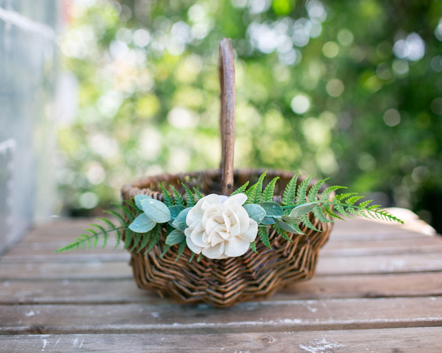 Boho Flower Girl Basket: Willow Wedding Decor with Ring Bearer Pillow