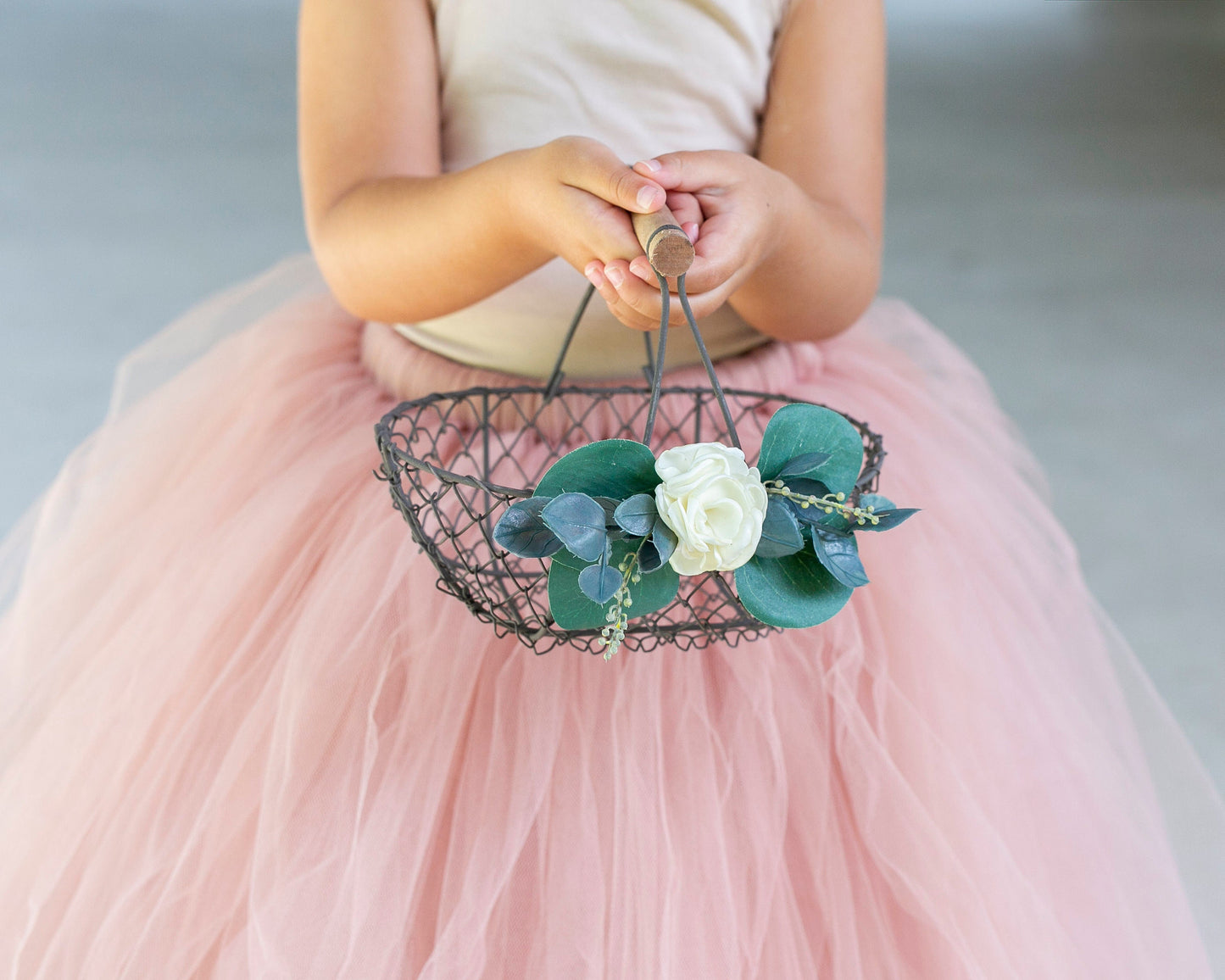 Savannah Rustic Bronze Flower Girl Basket: Barn Wedding Decor