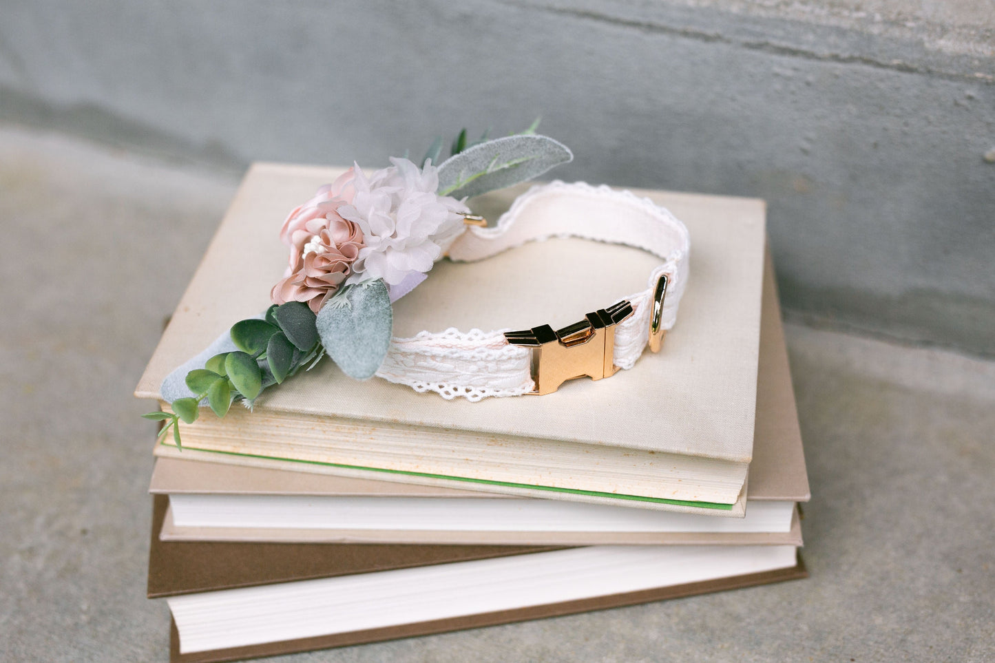 Blush Floral Dog Collar Corsage: Wedding Leash Accent