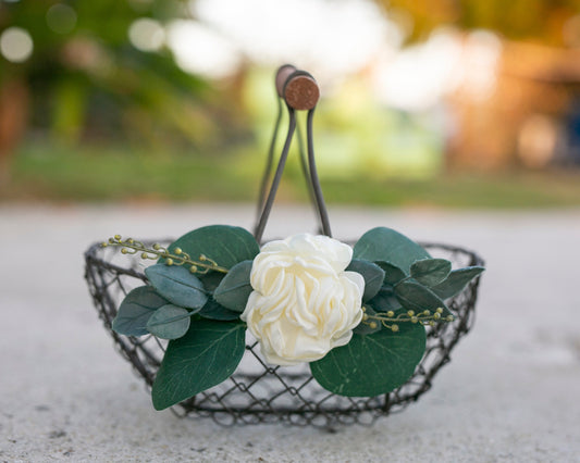 Savannah Rustic Bronze Flower Girl Basket: Barn Wedding Decor