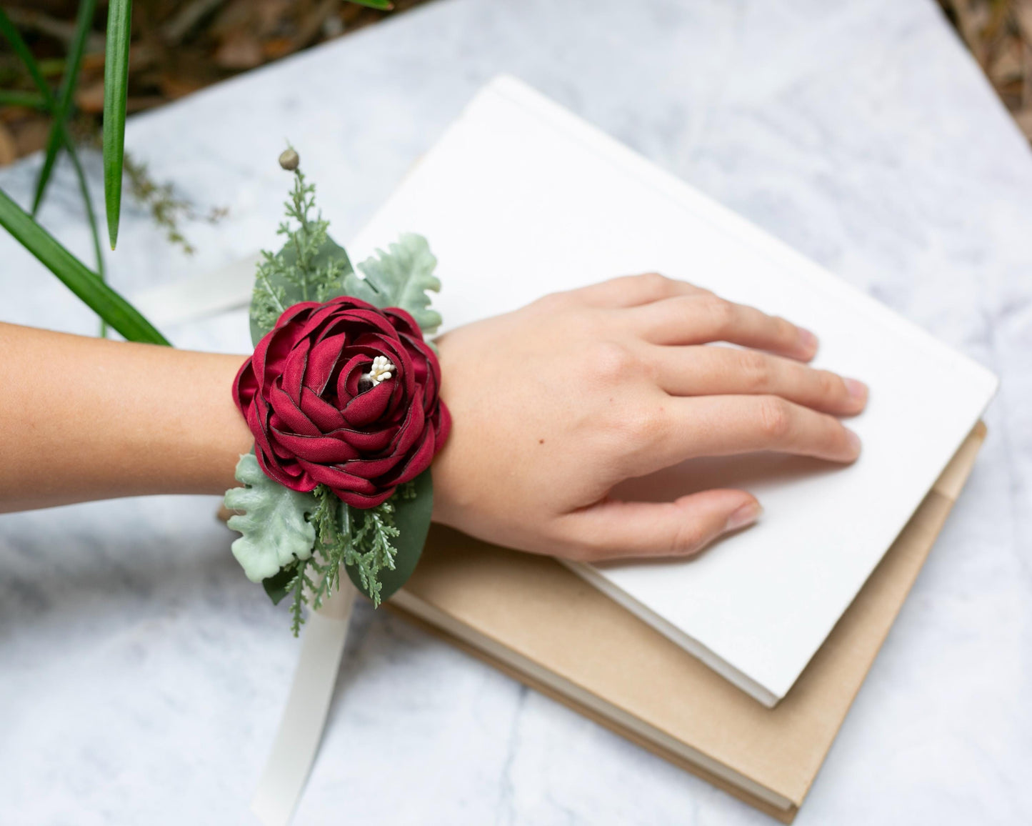 Red Rose Corsage Wristlet: Wedding Mother of Bride Floral Alternative