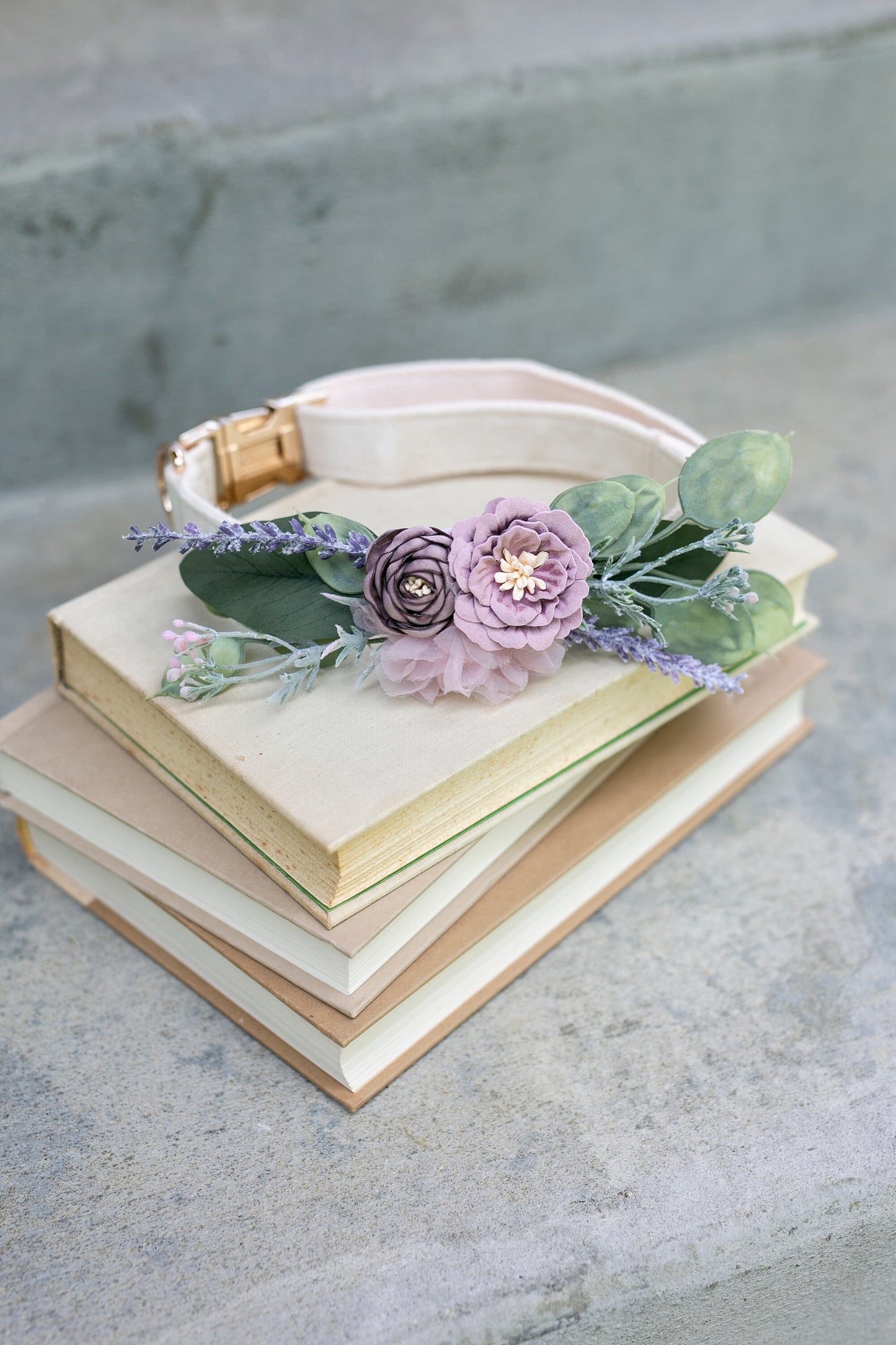 Dog Wedding Collar Corsage: Mauve & Purple Floral Pet Accessory