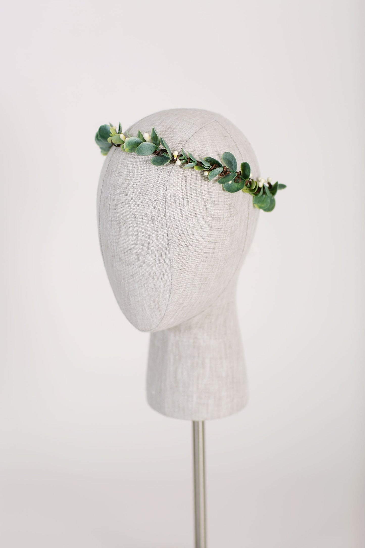 Isla Green Eucalyptus Leaf Crown: Boho Bridal Hairpiece