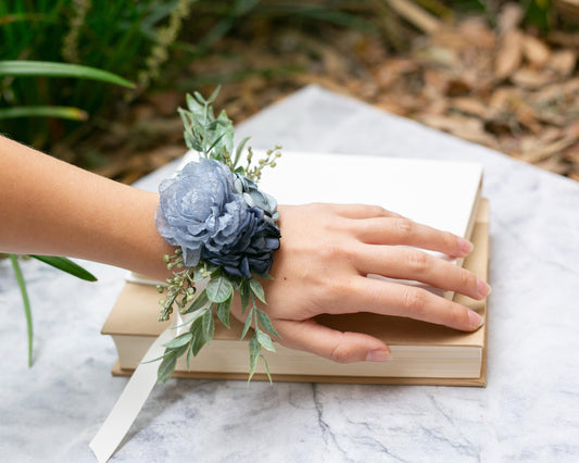 Midnight Bloom Corsage: Wedding Floral Wristlet