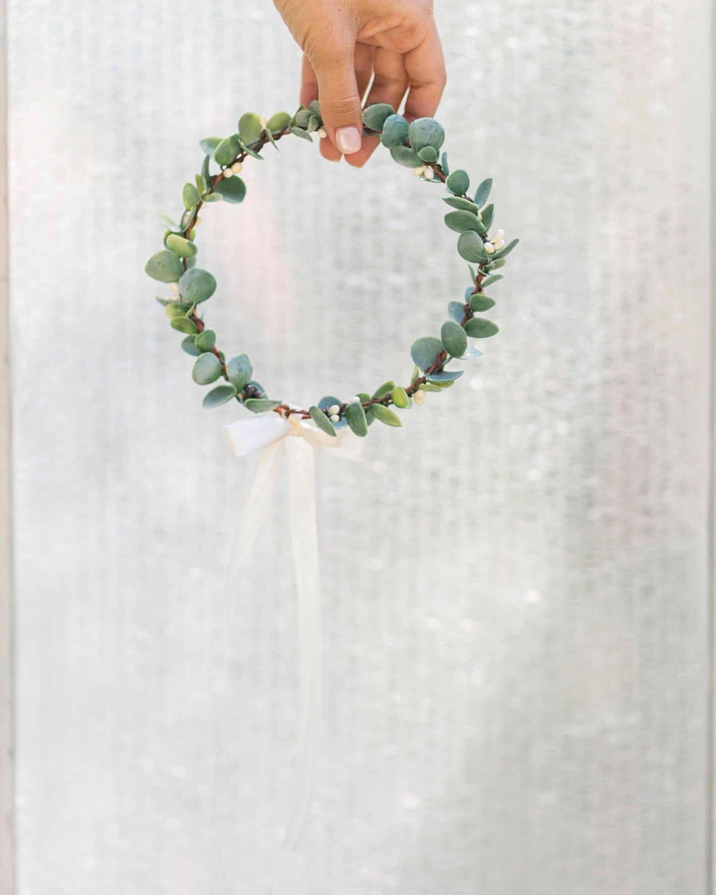 Isla Green Eucalyptus Leaf Crown: Boho Bridal Hairpiece