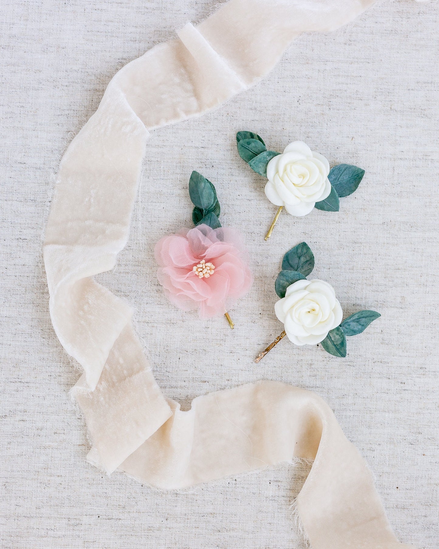 Floral Hair Pin Set: Boho Bridal Hair Accessory