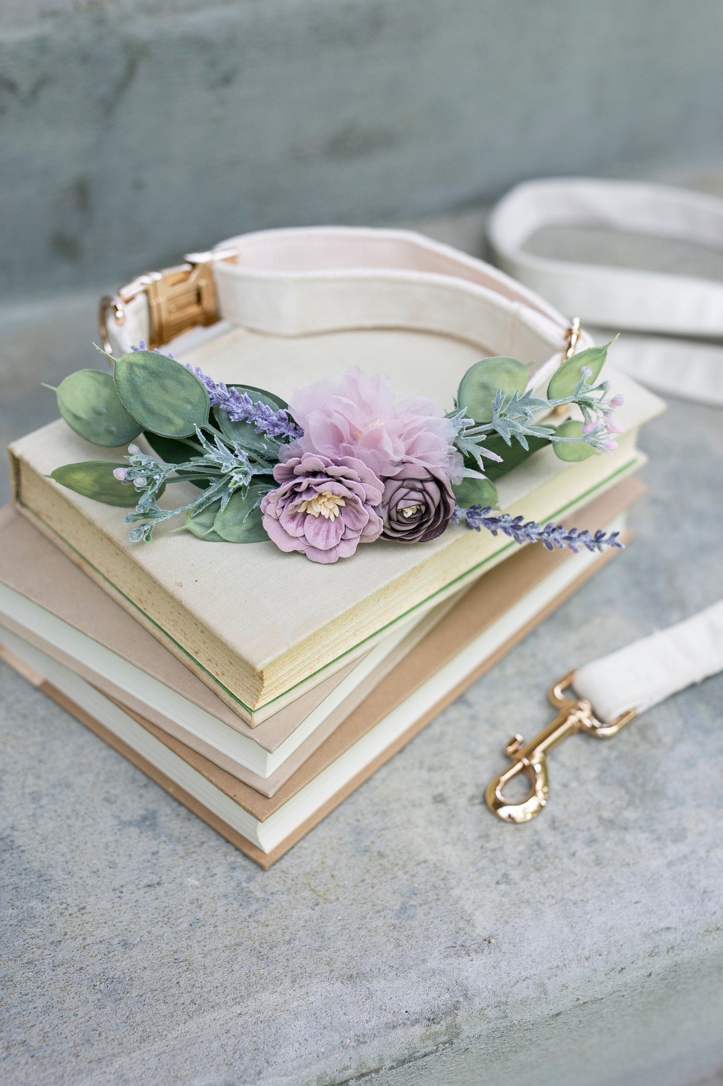 Dog Wedding Collar Corsage: Mauve & Purple Floral Pet Accessory