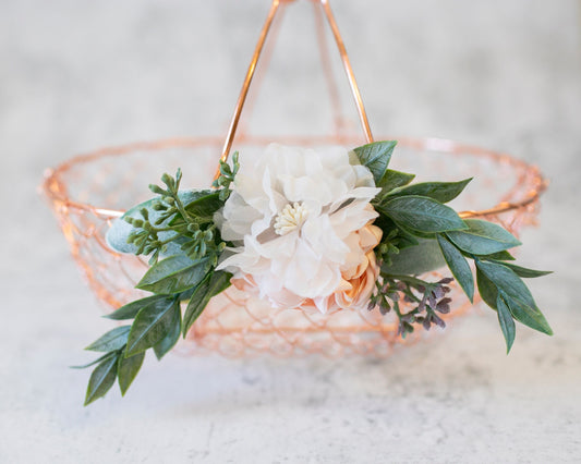 Penelope Rose Gold Flower Girl Basket: Modern Wedding Decor