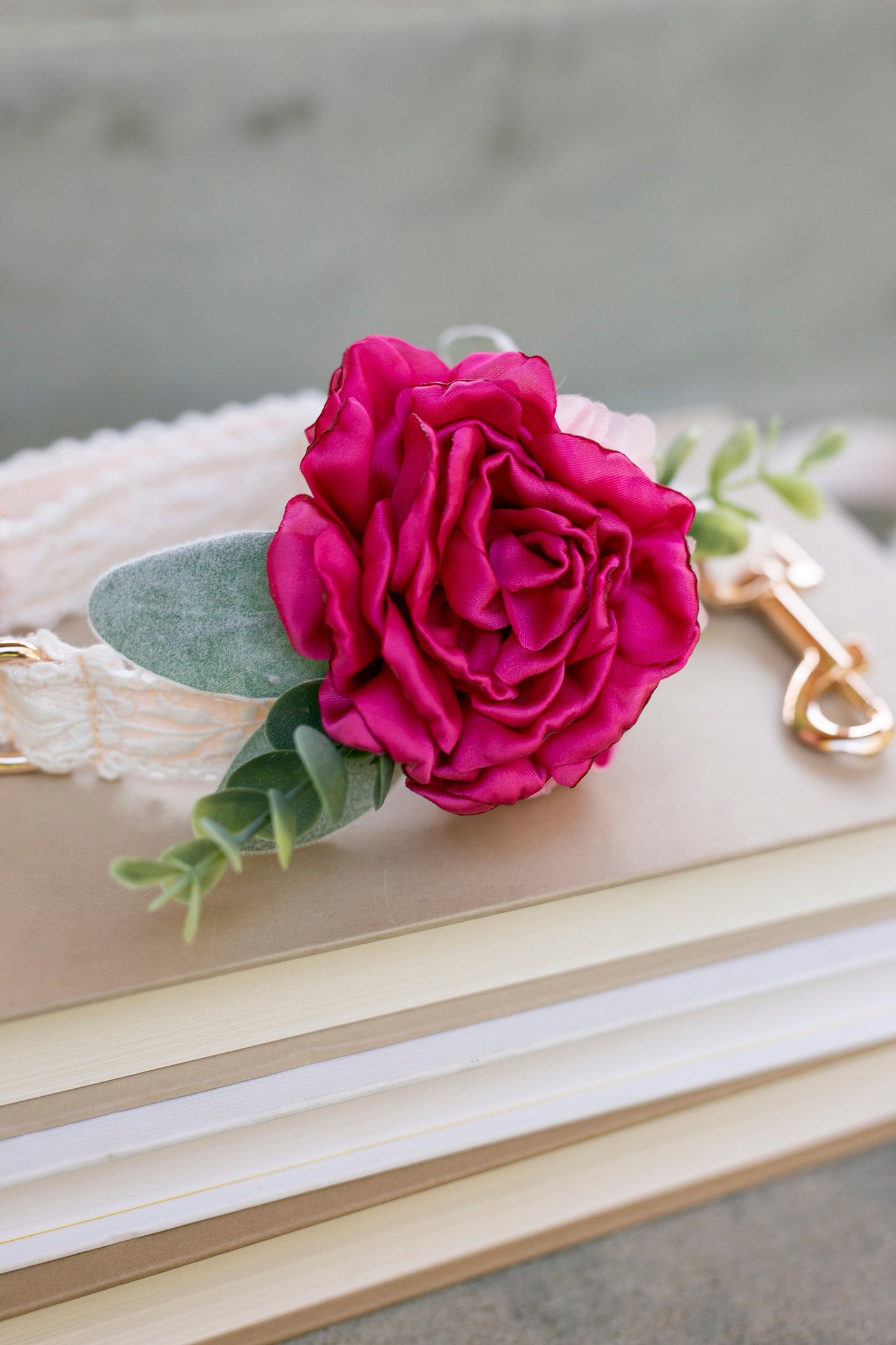 Pink Floral Dog Collar Corsage: Wedding Ring Bearer Accessory