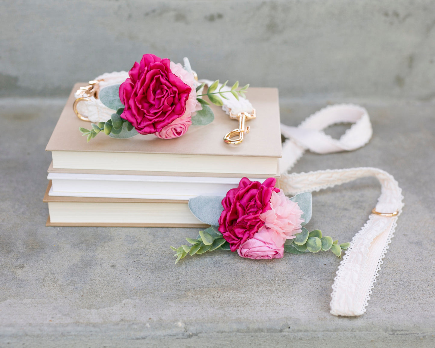 Pink Floral Dog Collar Corsage: Wedding Ring Bearer Accessory