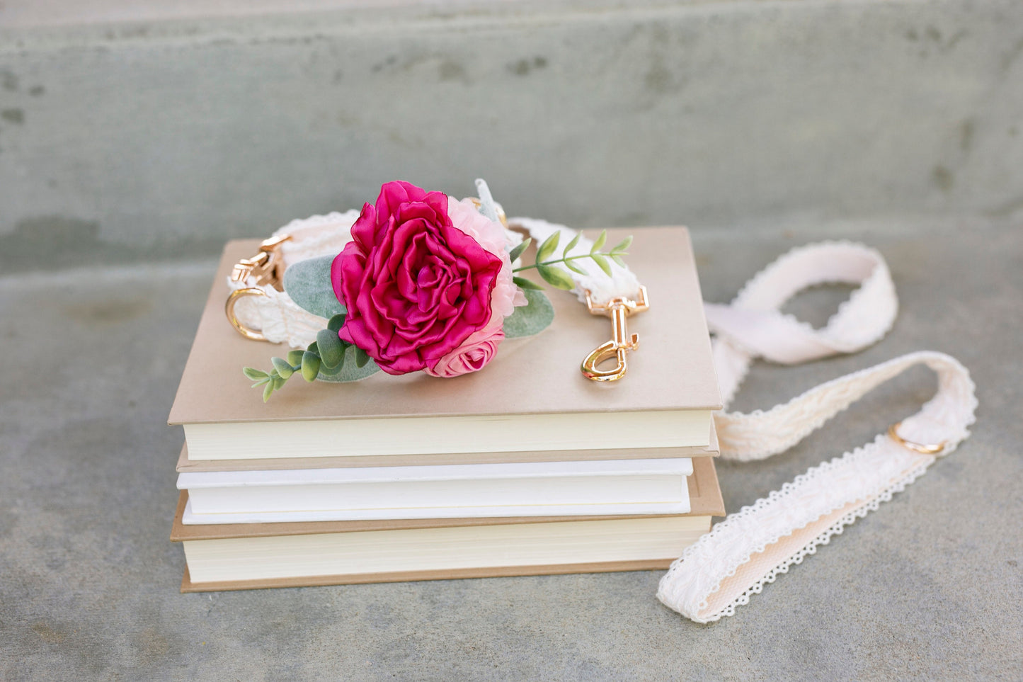 Pink Floral Dog Collar Corsage: Wedding Ring Bearer Accessory