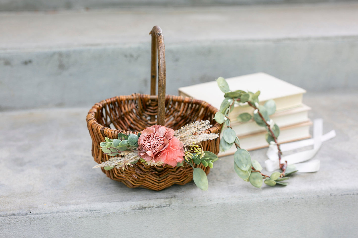 Boho Flower Girl Basket Set: Wildflower Wedding Decor