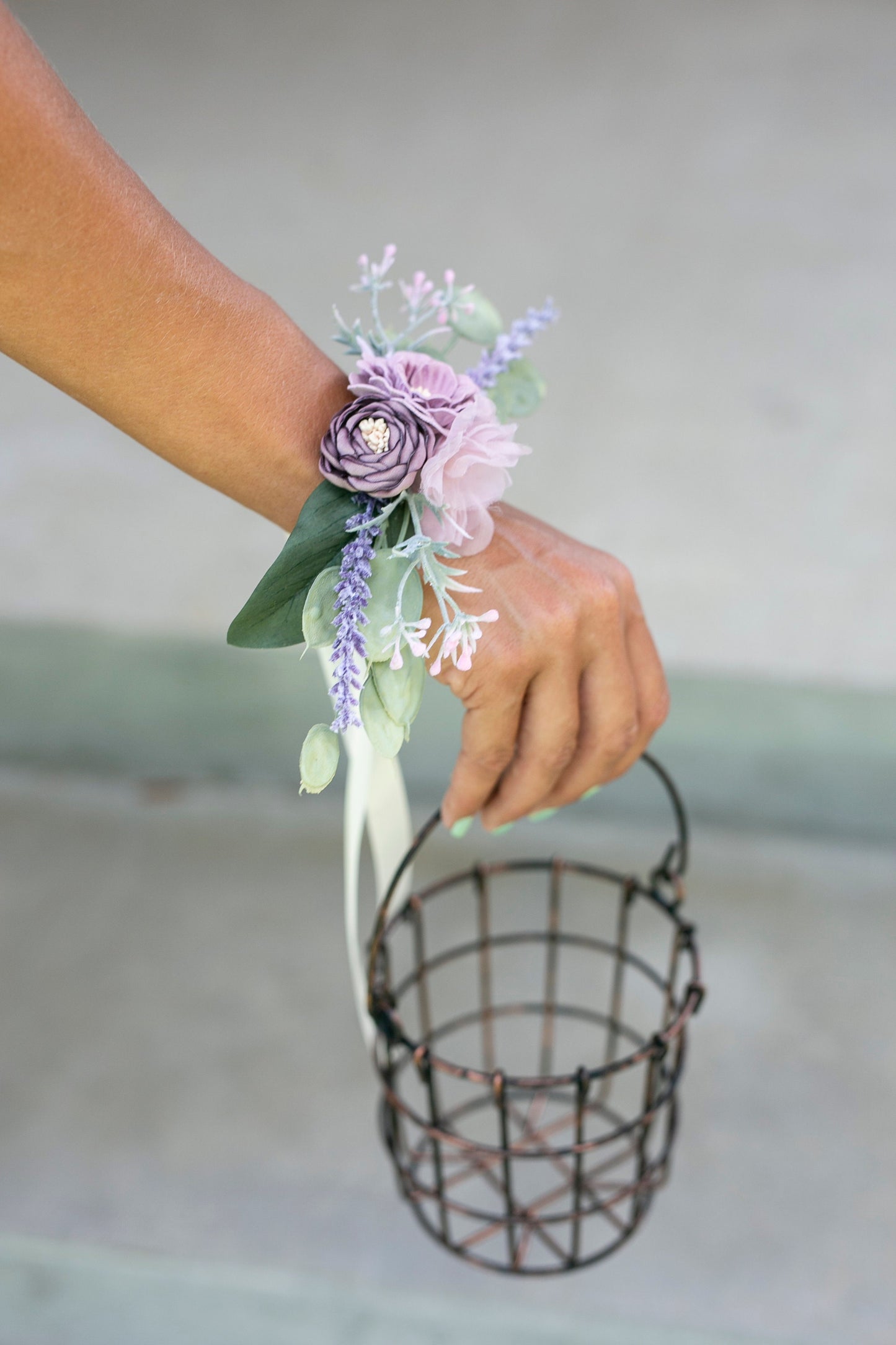 Purple Floral Corsage: Wedding Mother of Bride Wristlet