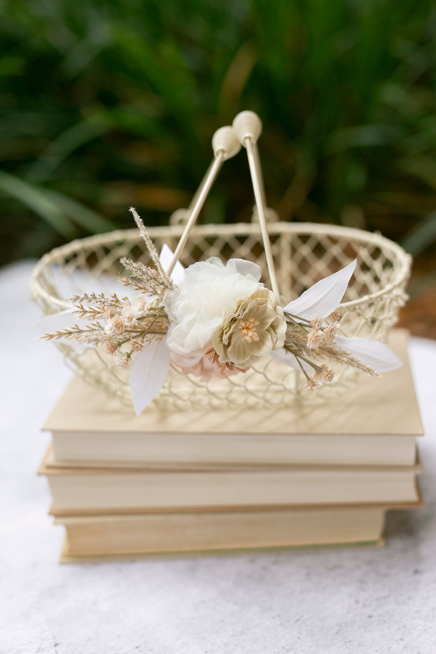 Boho Ivory Flower Girl Basket: Desert Wedding Decor