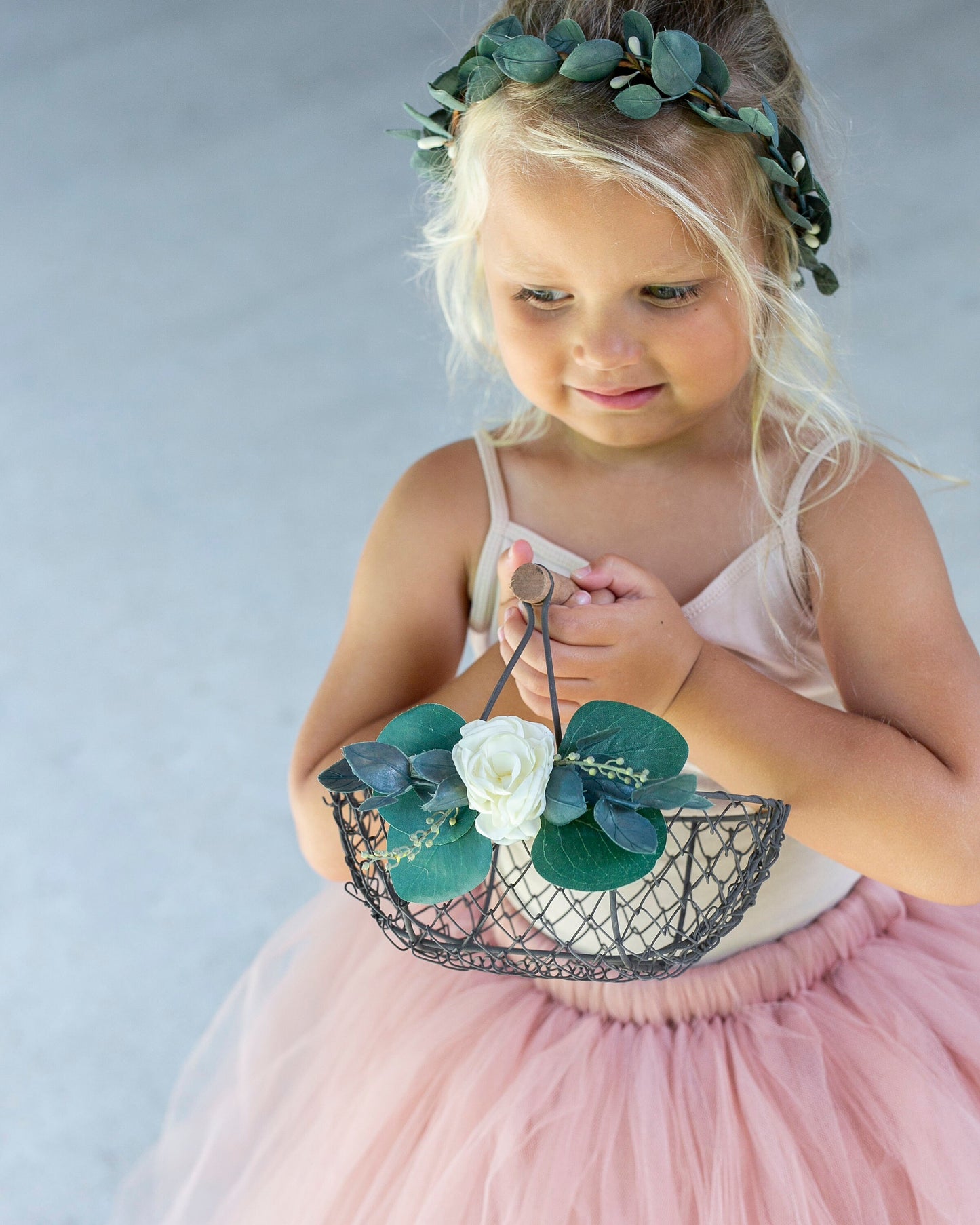 Savannah Rustic Bronze Flower Girl Basket: Barn Wedding Decor