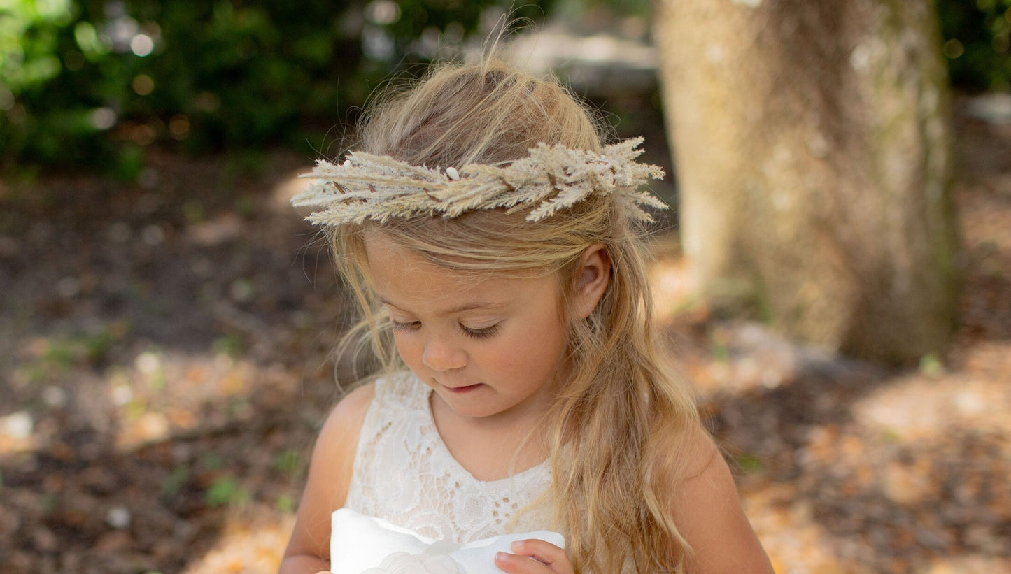 Pampas Grass Flower Crown: Boho Wedding Hair Accessory
