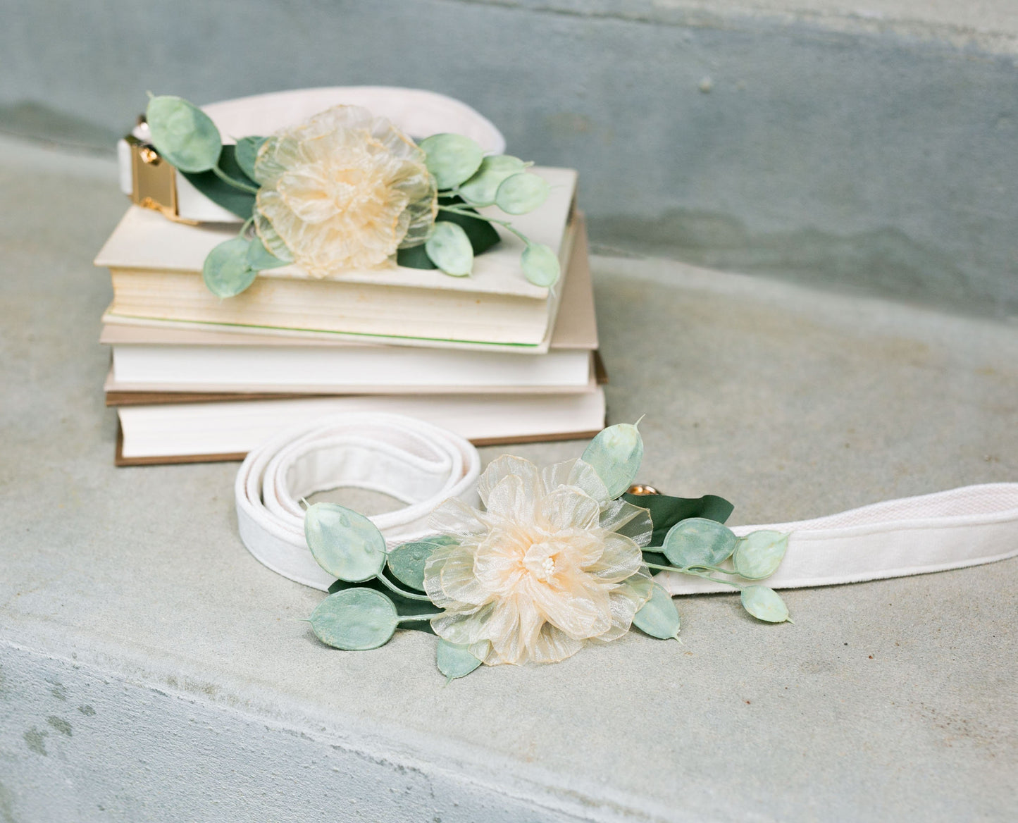 Wedding Dog Collar Corsage: Amber Floral Pet Collar Attachment