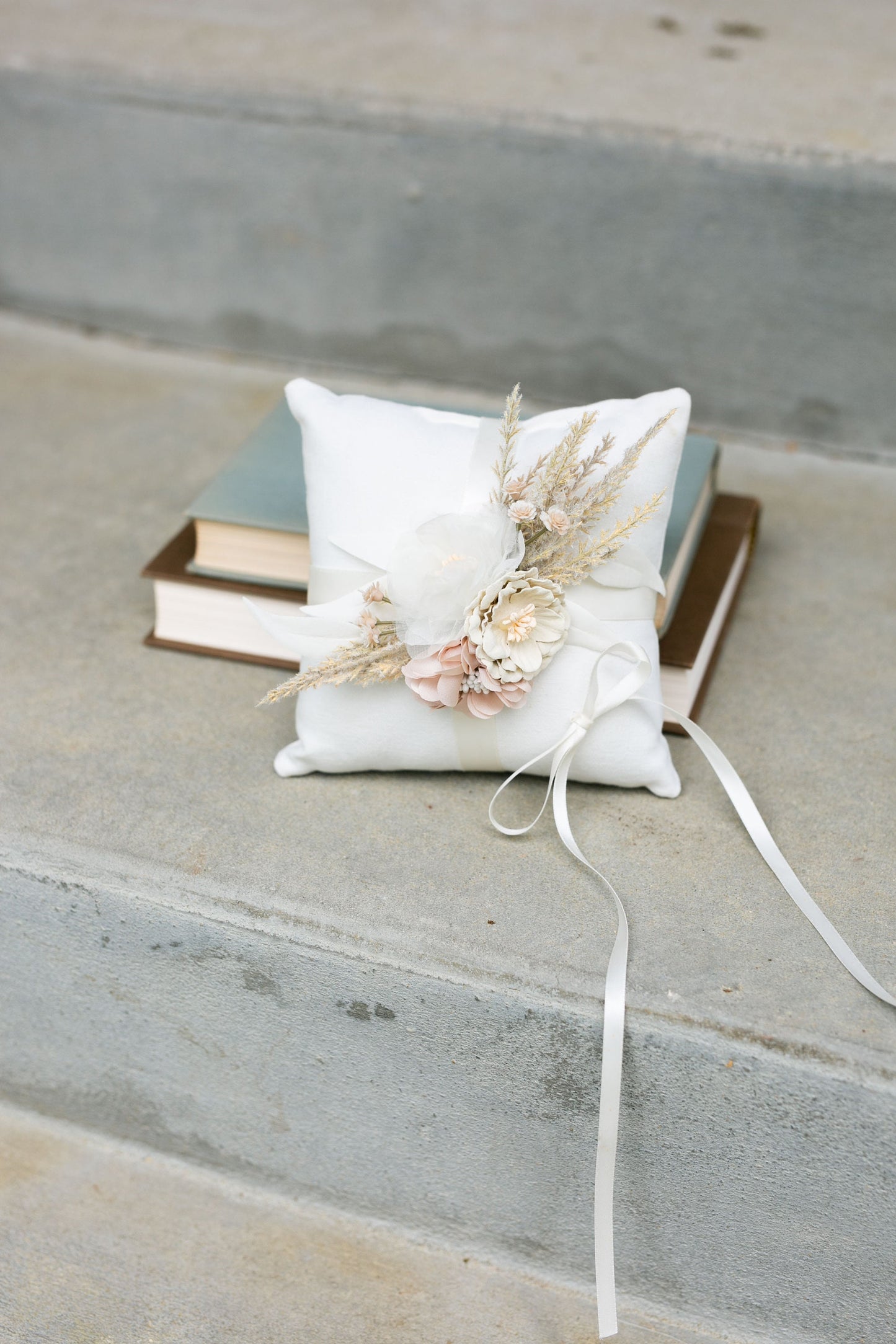 Fleur Light wood Flower Girl Basket & Ring Pillow Set
