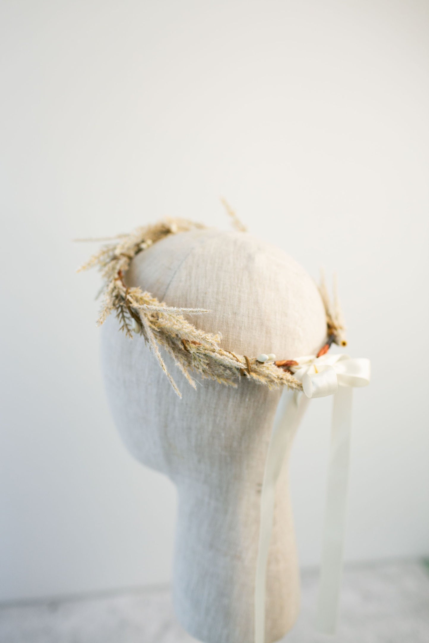 Pampas Grass Flower Crown: Boho Wedding Hair Accessory