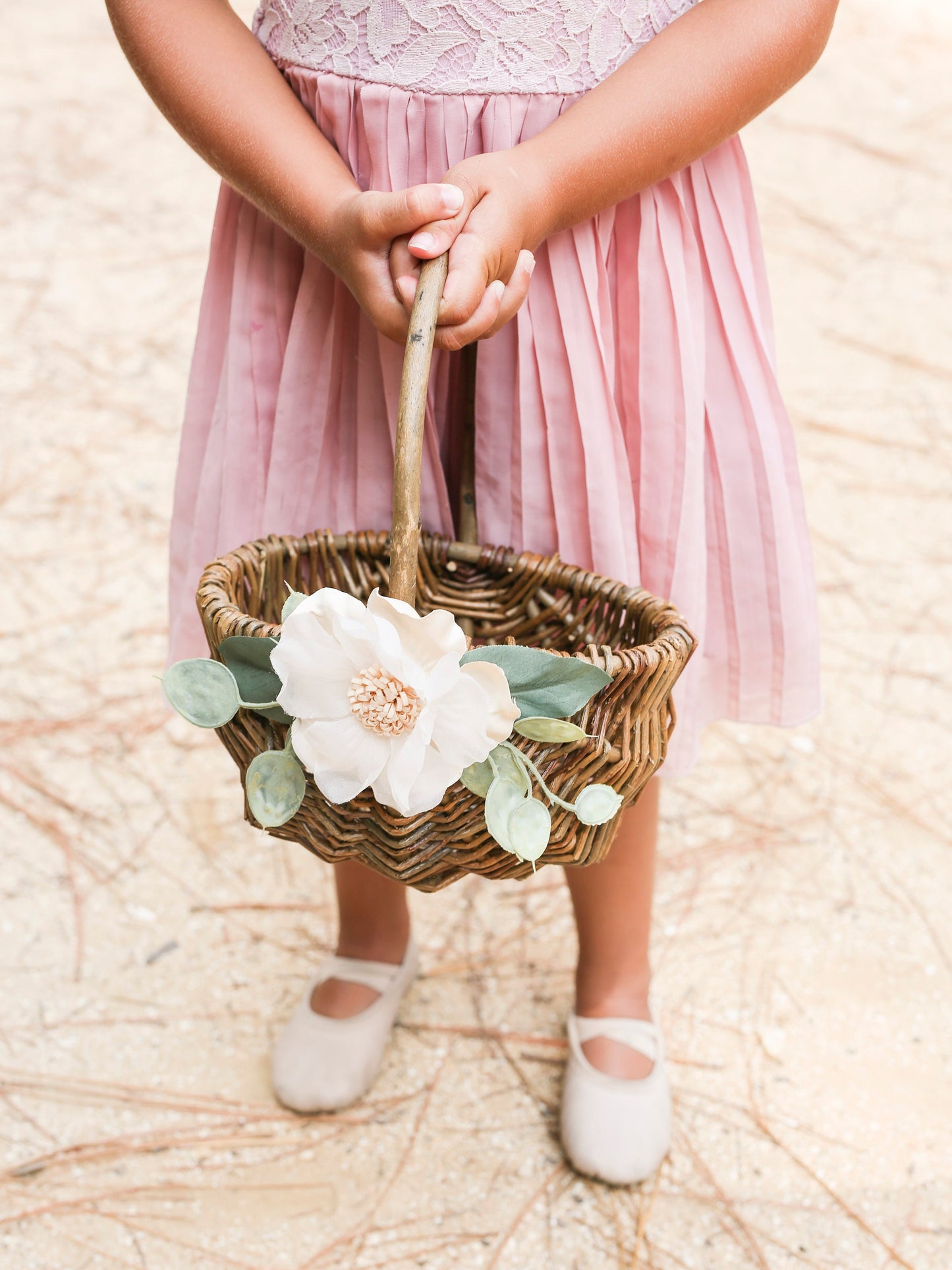 Willow Flower Girl Basket: Romantic Wedding Basket with Greenery