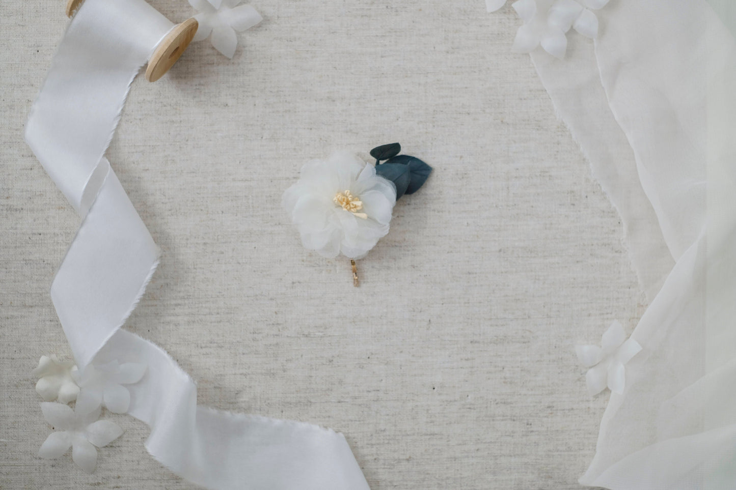 Eucalyptus Bridal Hair Pins: Silk Organza Flower Wedding Accessory