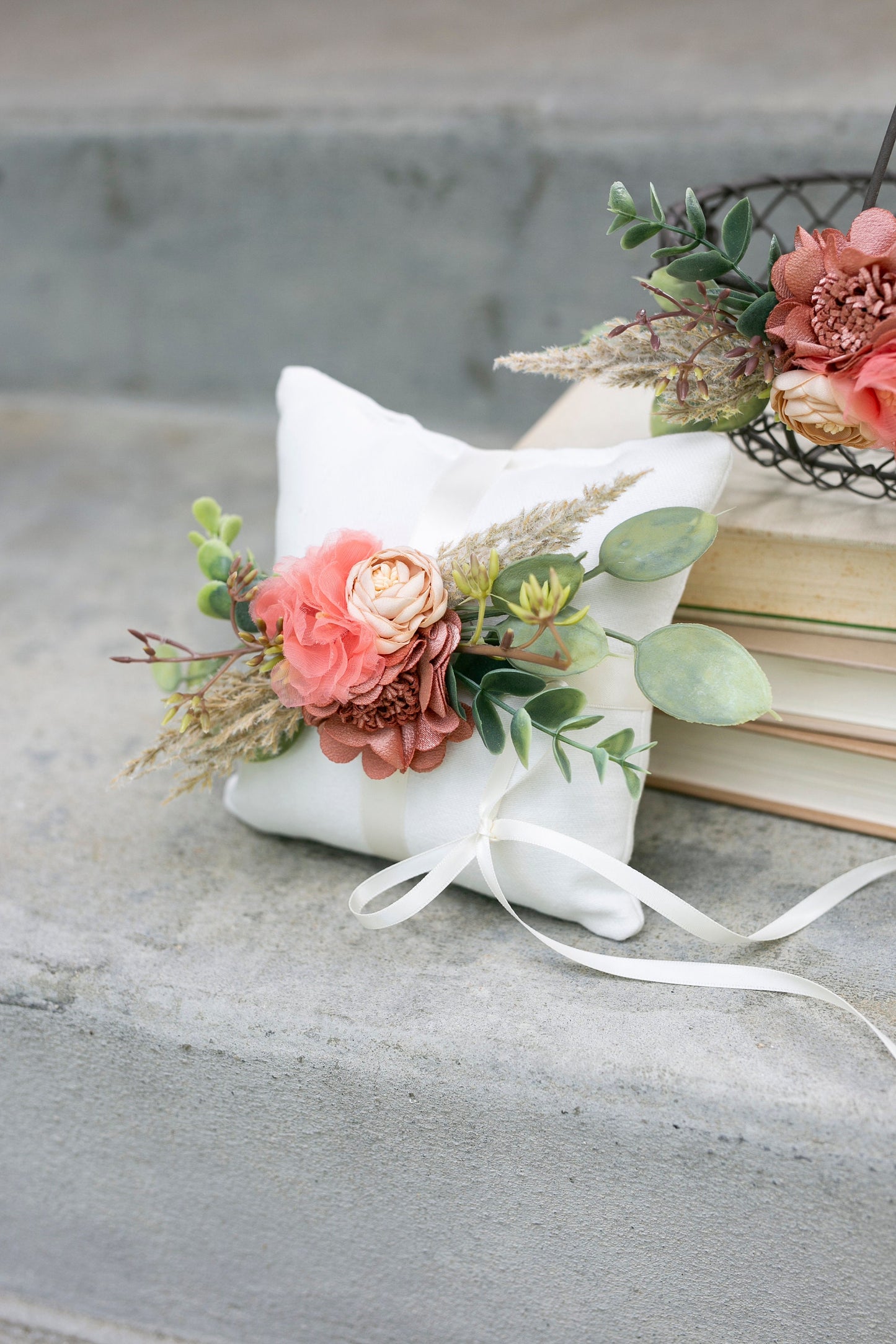 Francesca Rustic Bronze Flower Girl Basket: Desert Bloom Wedding Decor