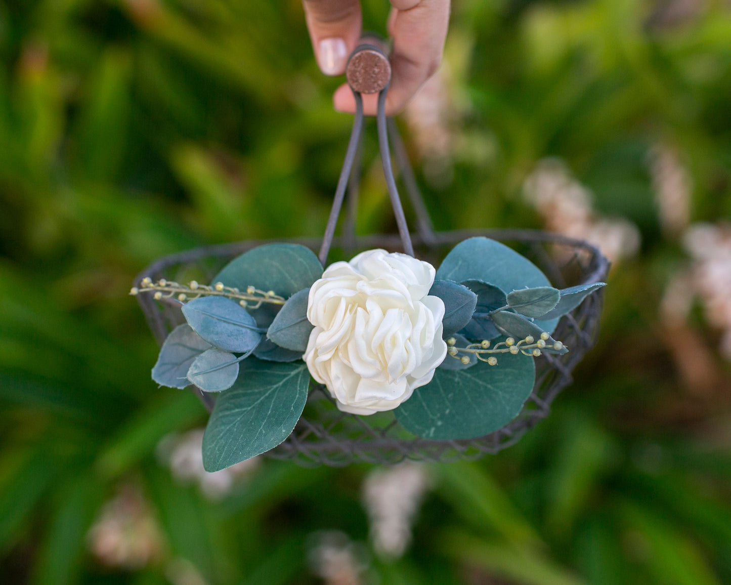 Savannah Rustic Bronze Flower Girl Basket: Barn Wedding Decor