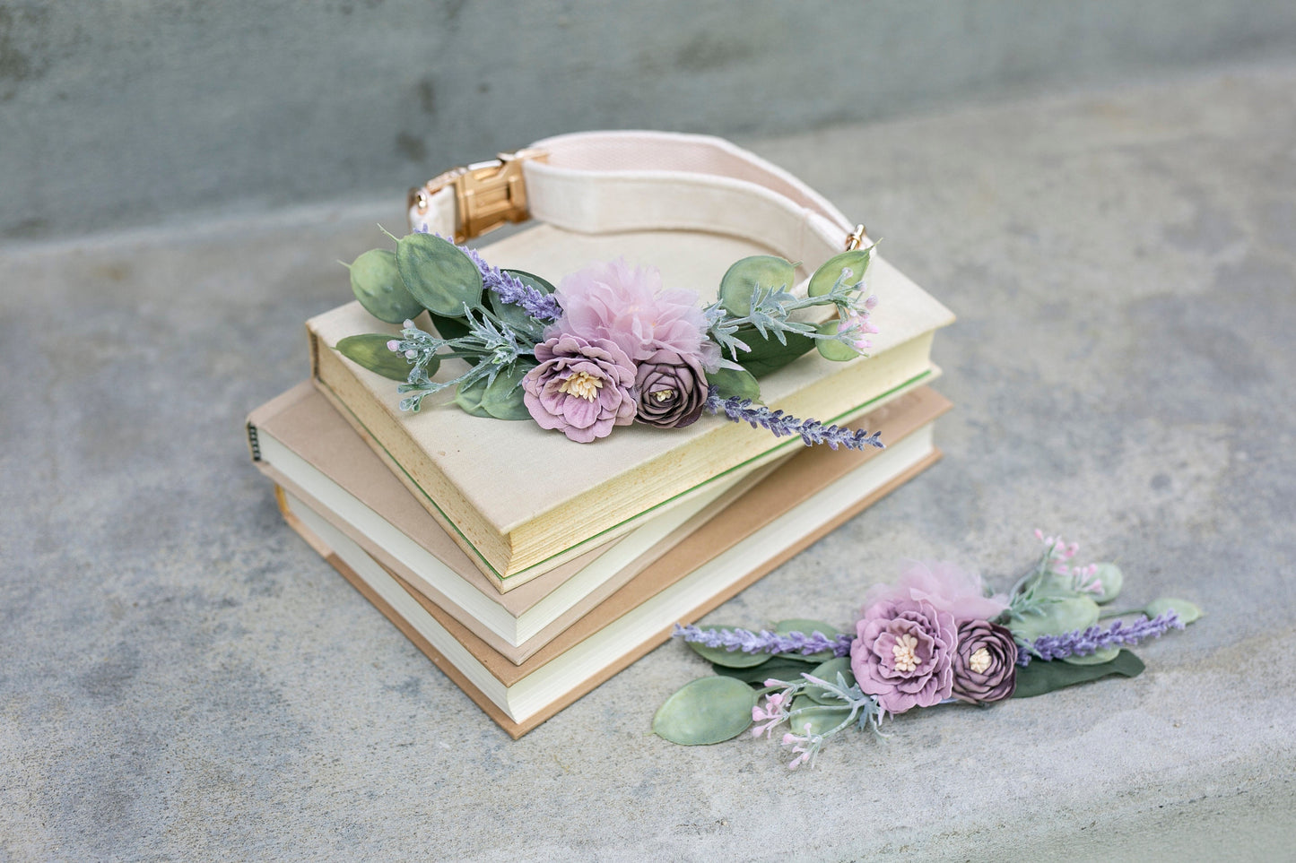 Dog Wedding Collar Corsage: Mauve & Purple Floral Pet Accessory