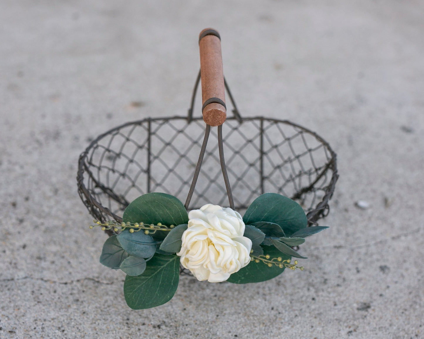 Savannah Rustic Bronze Flower Girl Basket: Barn Wedding Decor