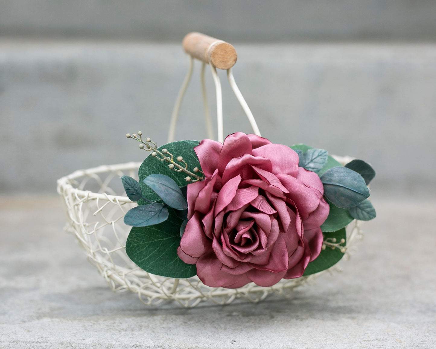 Ivory Flower Girl Basket: Blush Pink Wedding Decor