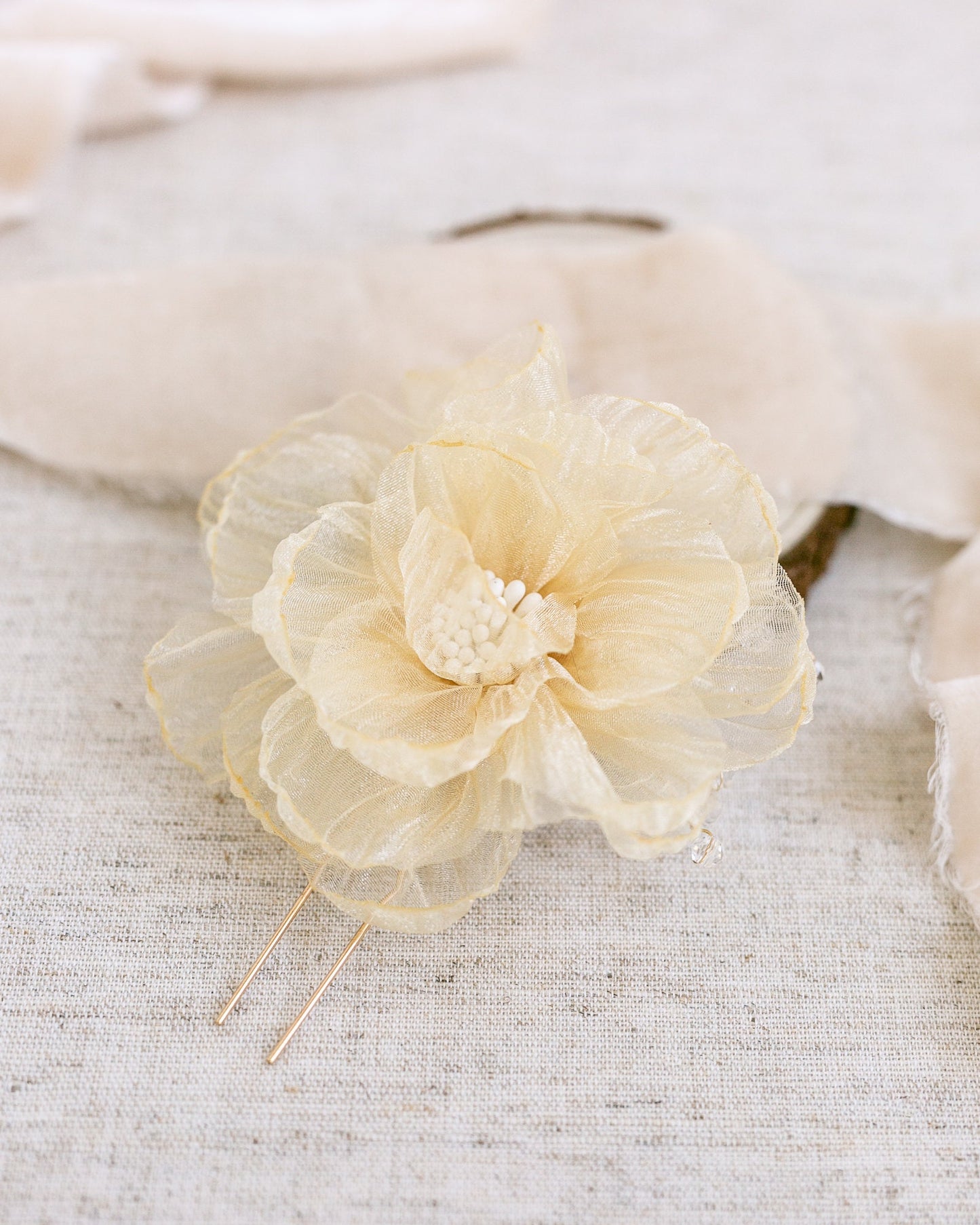 Crystal Flower Hair Pin: Gold Bridal Hair Accessory