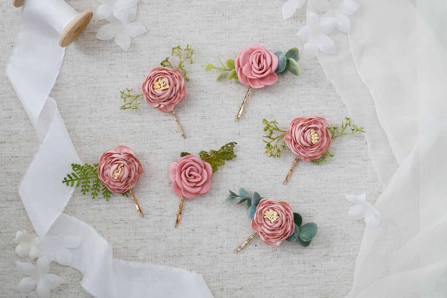 Blush Pink Flower Hair Pins: Bridal Hair Accessory