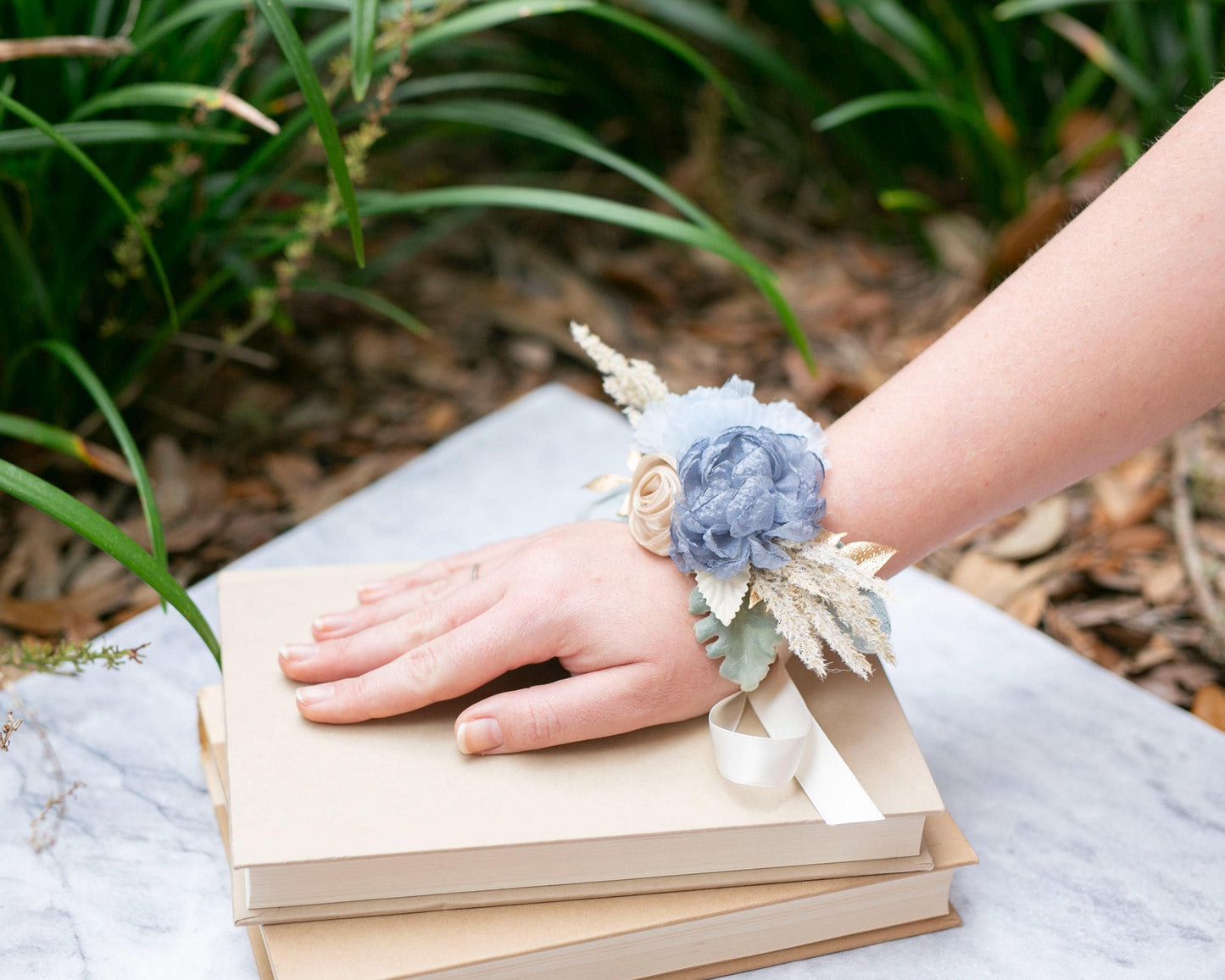 Sky Blue Flower Corsage: Coastal Wedding Keepsake