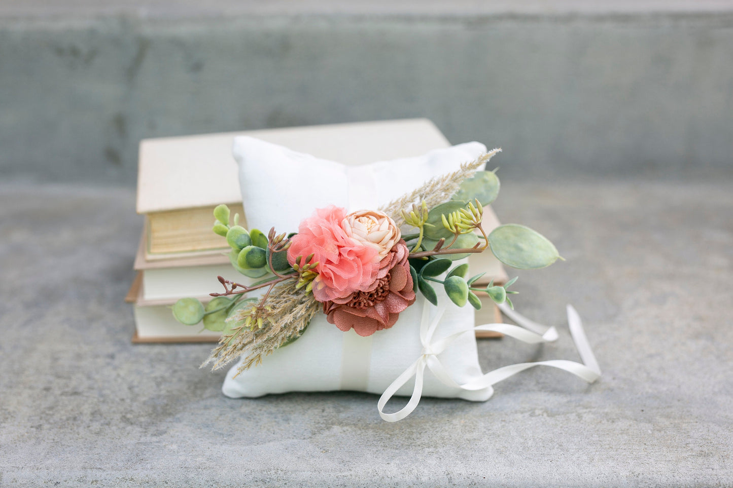 Francesca Flower Girl Basket & Ring Pillow Set | Spring + Summer Weddings Rattan l Basket | Boho Desert Flower Petal Basket | Gift Basket w/ Greenery