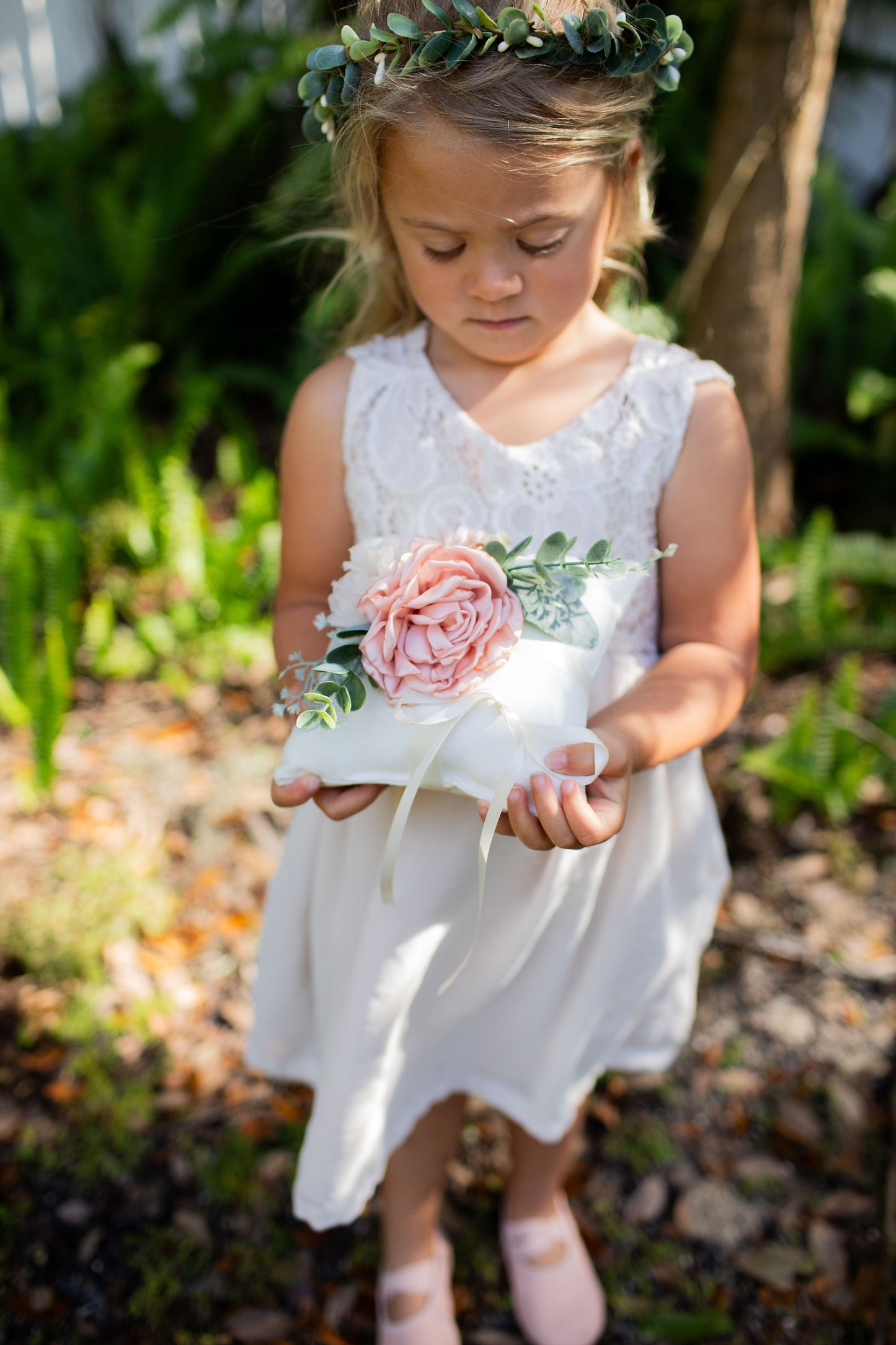 Kai Floral Ring Bearer Pillow: Blush Pink Wedding Decor