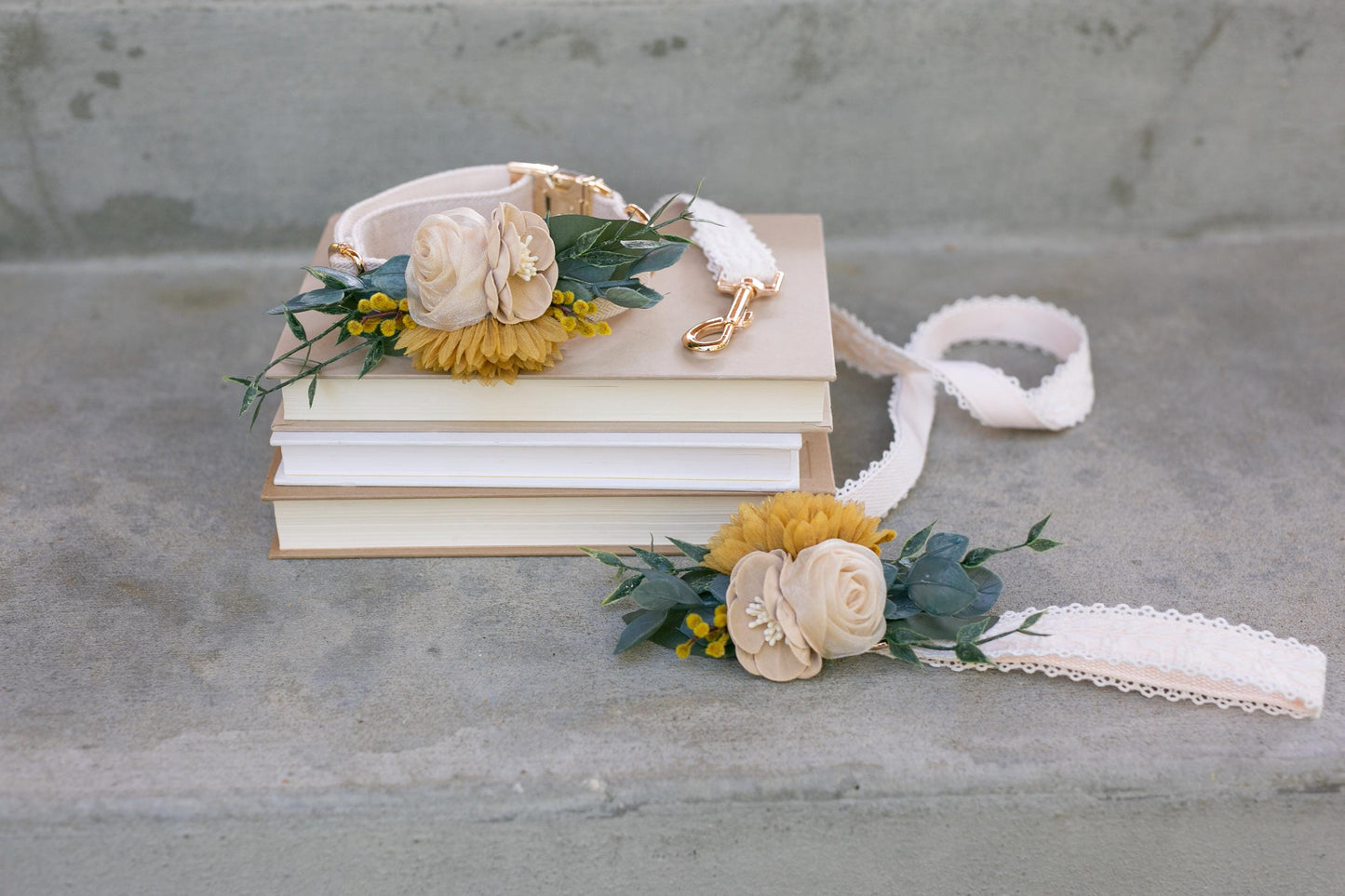 Yellow Gold Floral Dog Collar Corsage: Removable Wedding Accessory
