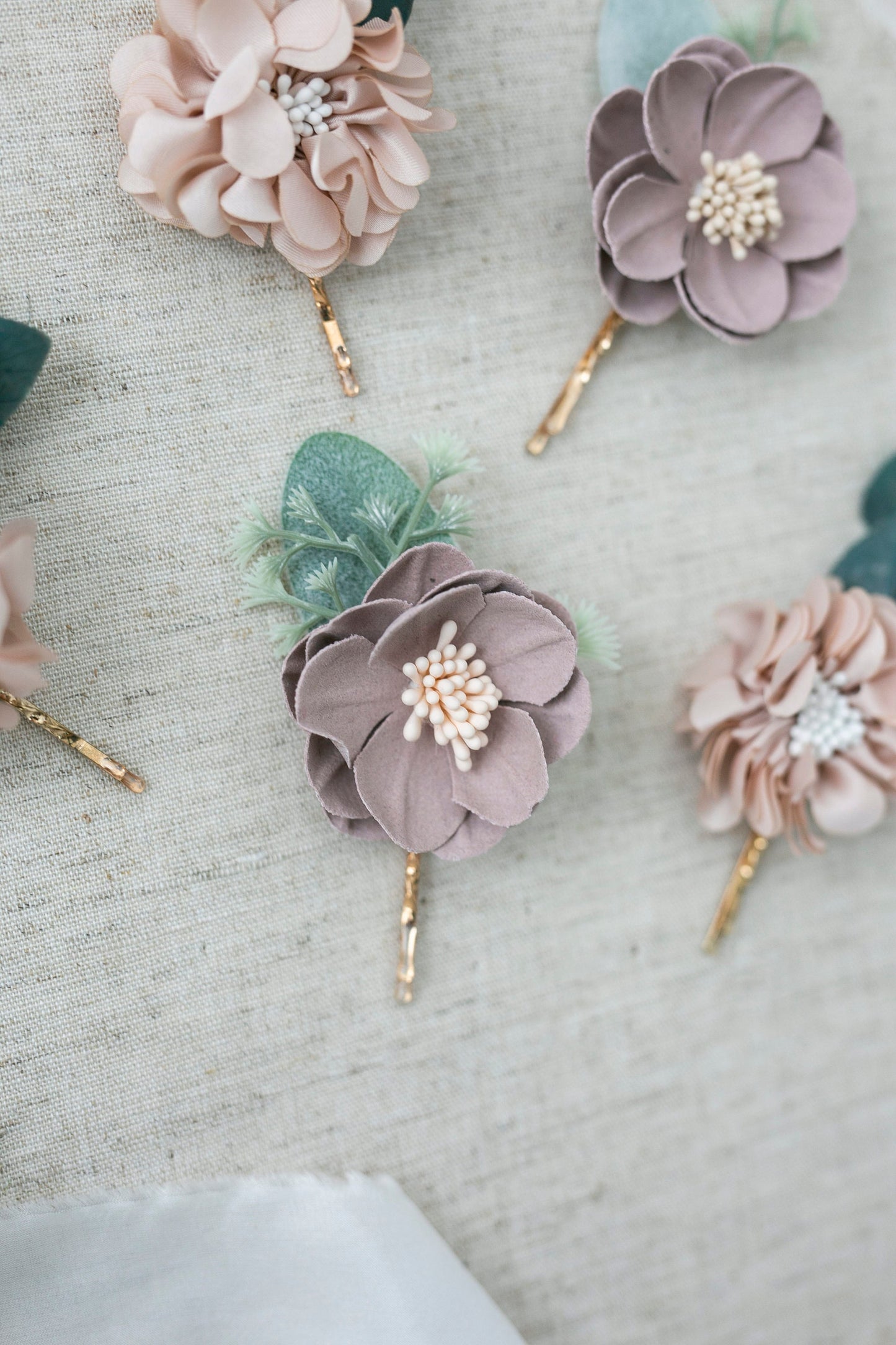 Blush Pink and Mauve Flower Hair Pin Set - Boho Bridal Hair Accessory (Pick Your Quantity)