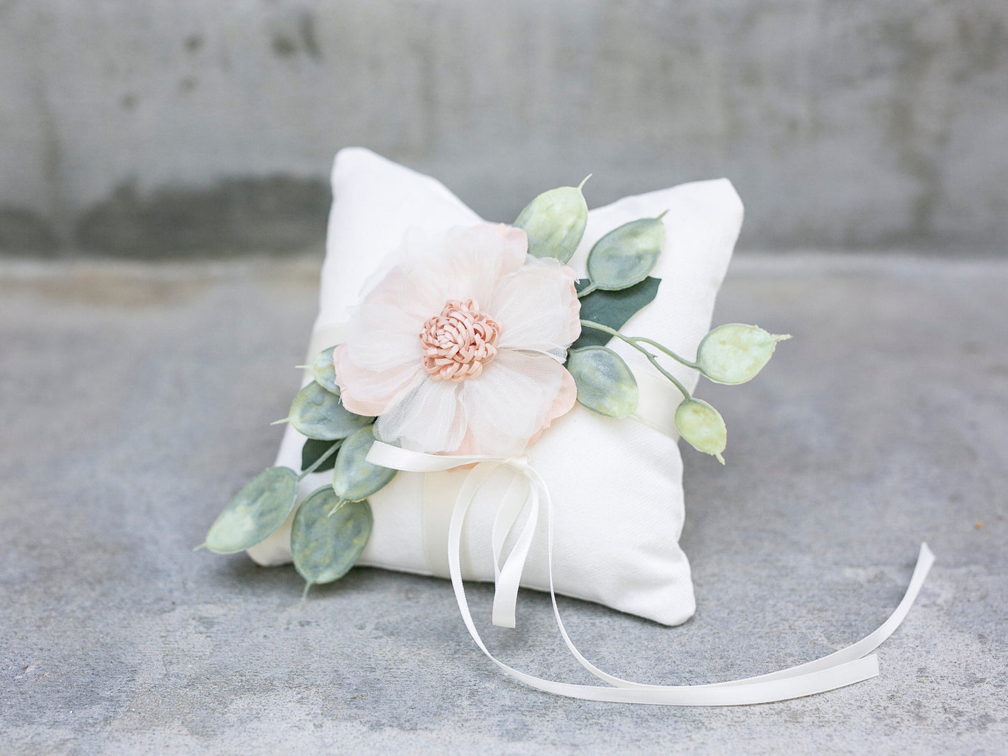 Wyatt Floral Ring Bearer Pillow: Ivory Wedding Ring Display