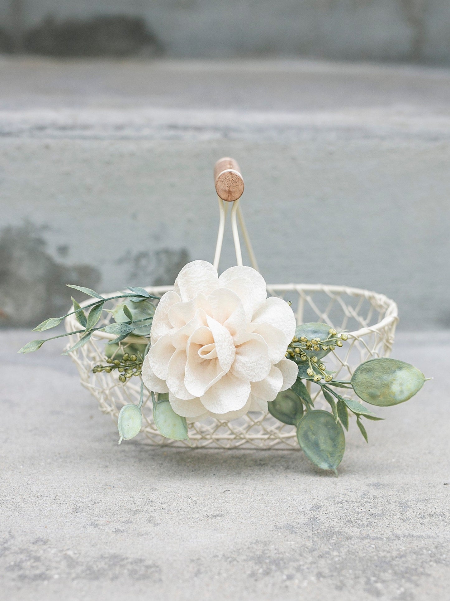Maia Boho Flower Girl Basket: Rustic Wire Wedding Decor