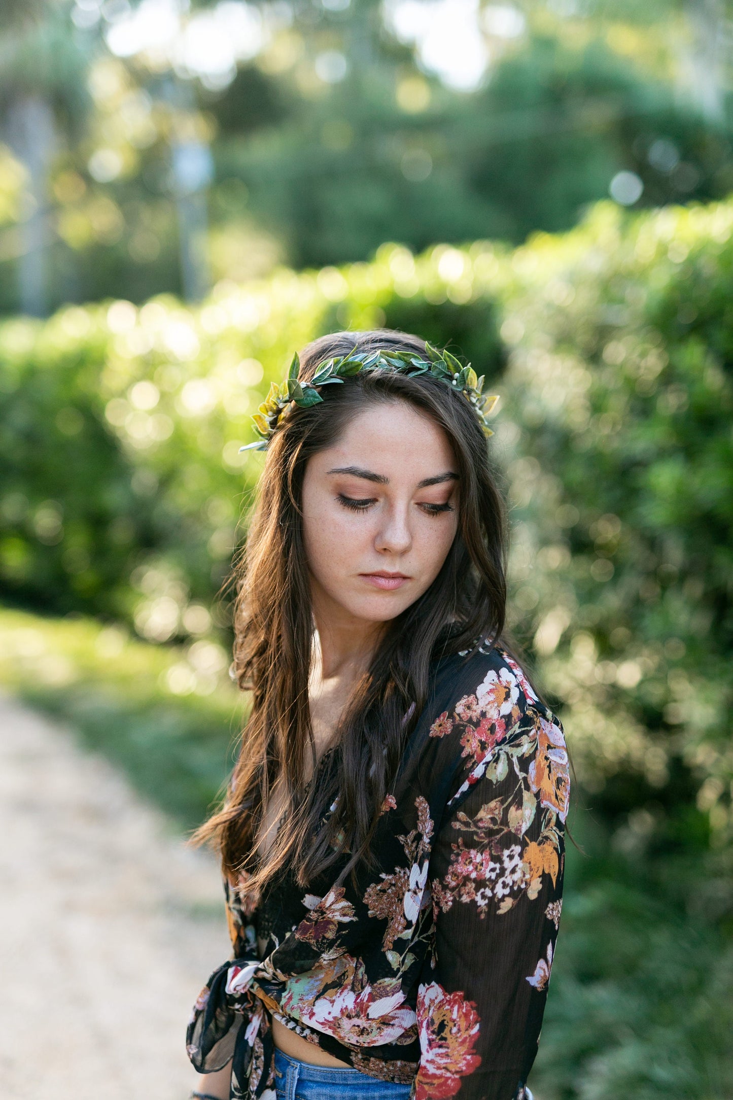 Italian Ruscus Greenery Flower Crown: Wedding Hairpiece