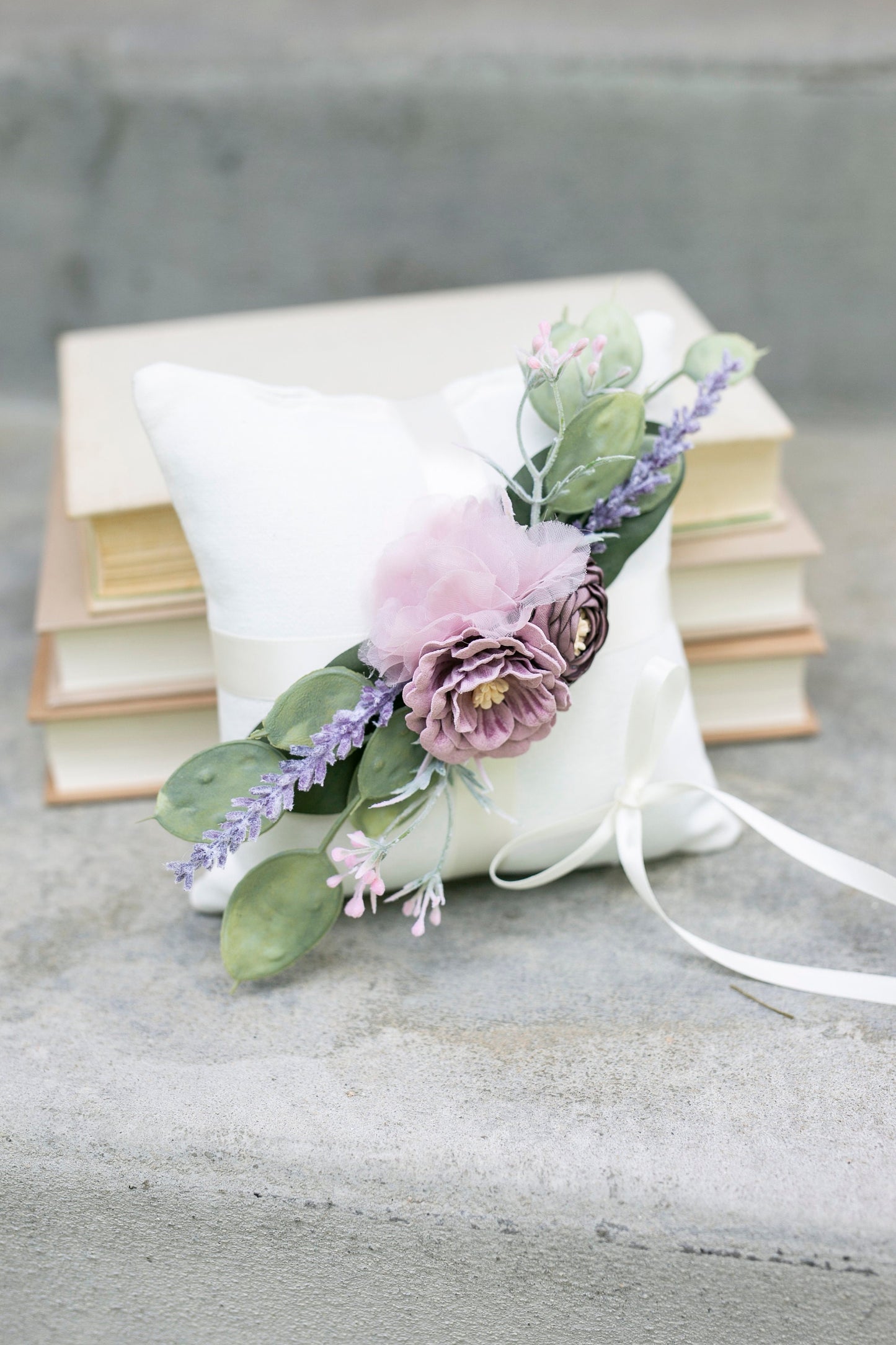 Flower Girl Basket Set | Boho Wedding Flower Girl Gift | Lavender & Mauve Wedding | Whimsical Matching Flower Girl Basket + Ring Pillow Set