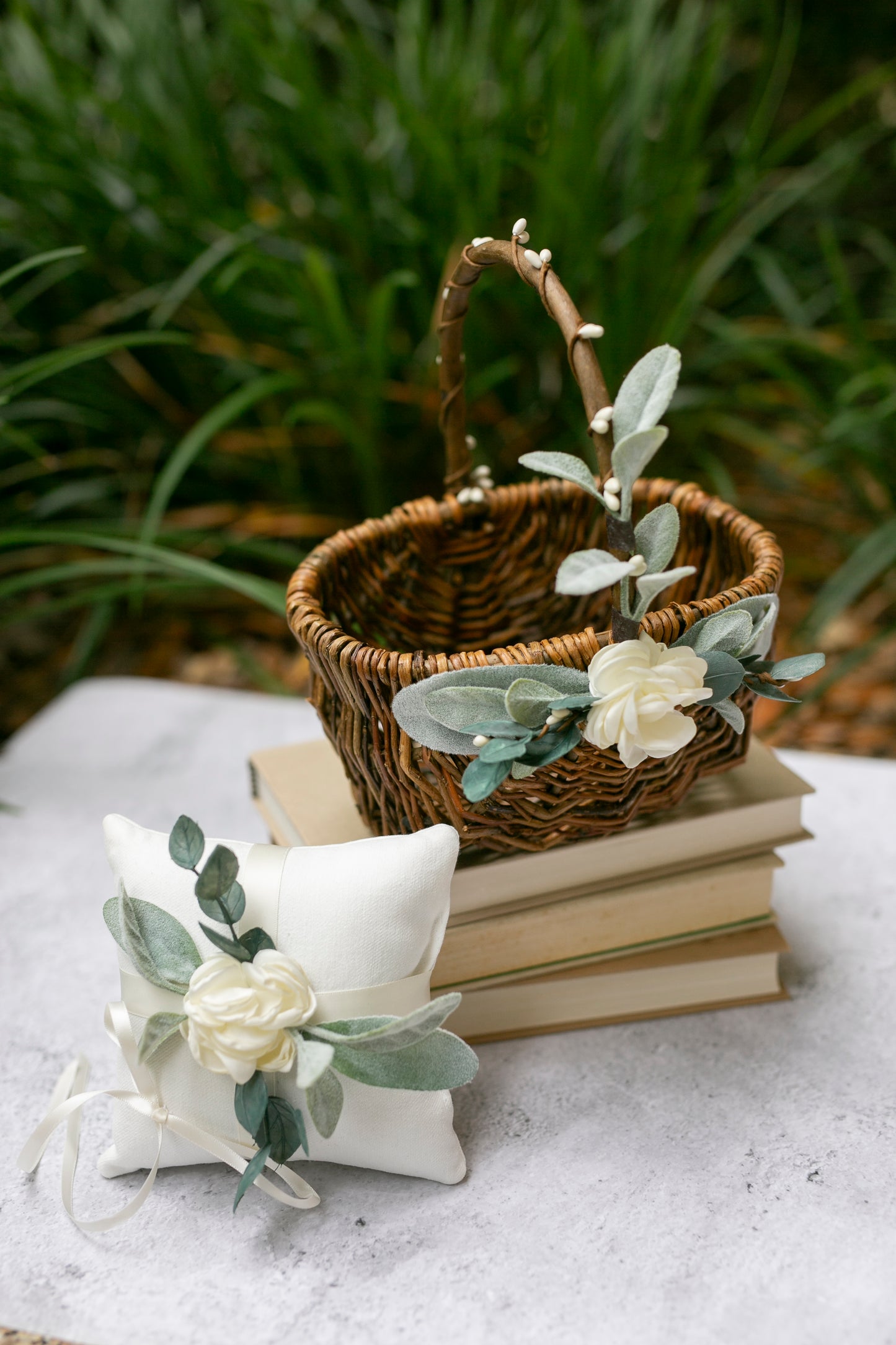 Grace Flower Girl Basket and Crown Set Decor