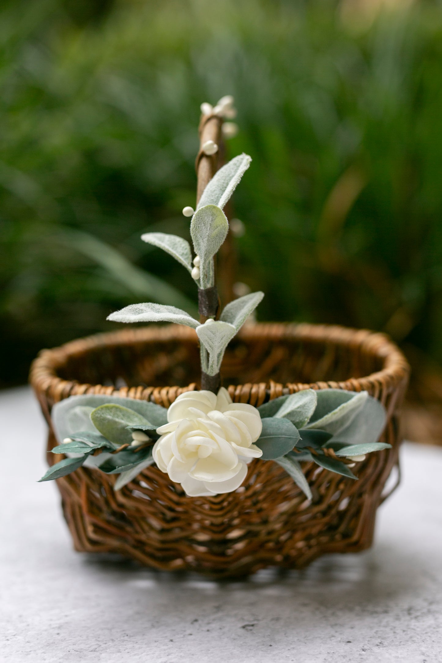 Grace Flower Girl Basket and Crown Set Decor