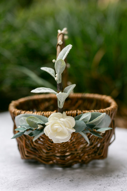 Grace Flower Girl Basket and Crown Set Decor