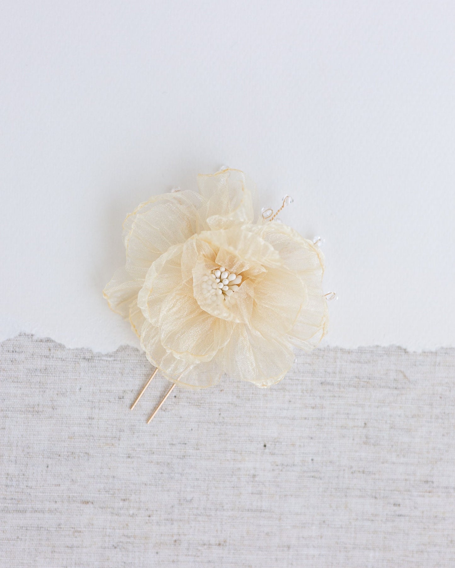 Crystal Flower Hair Pin: Gold Bridal Hair Accessory